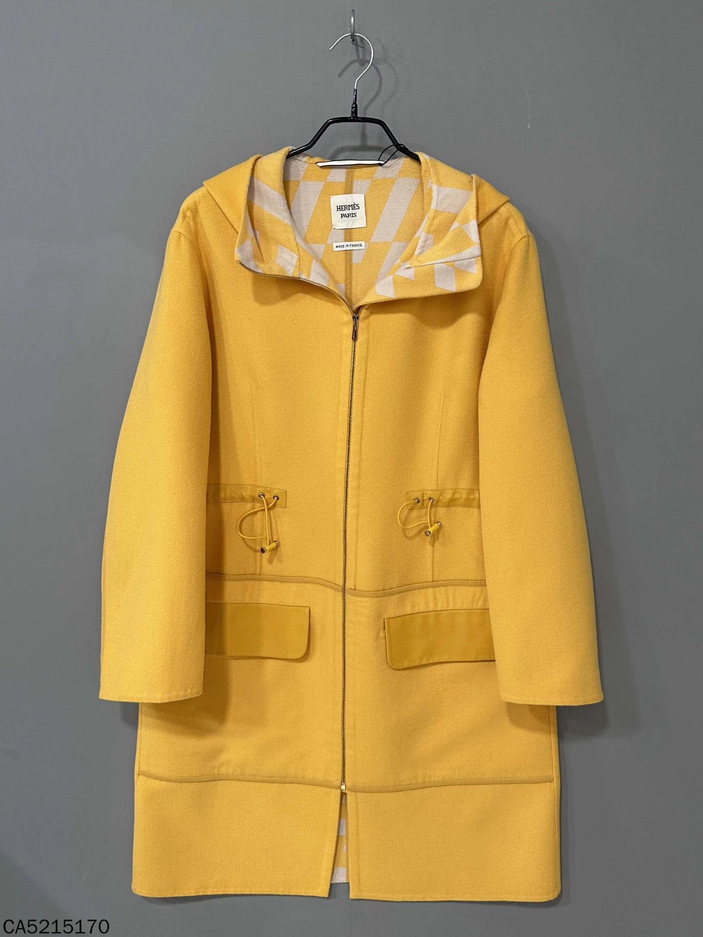 Hermes HERMES allover print leather-paneled cashmere overcoat 36 Size XS / US 0-2 / IT 36-38 - 2 Thumbnail