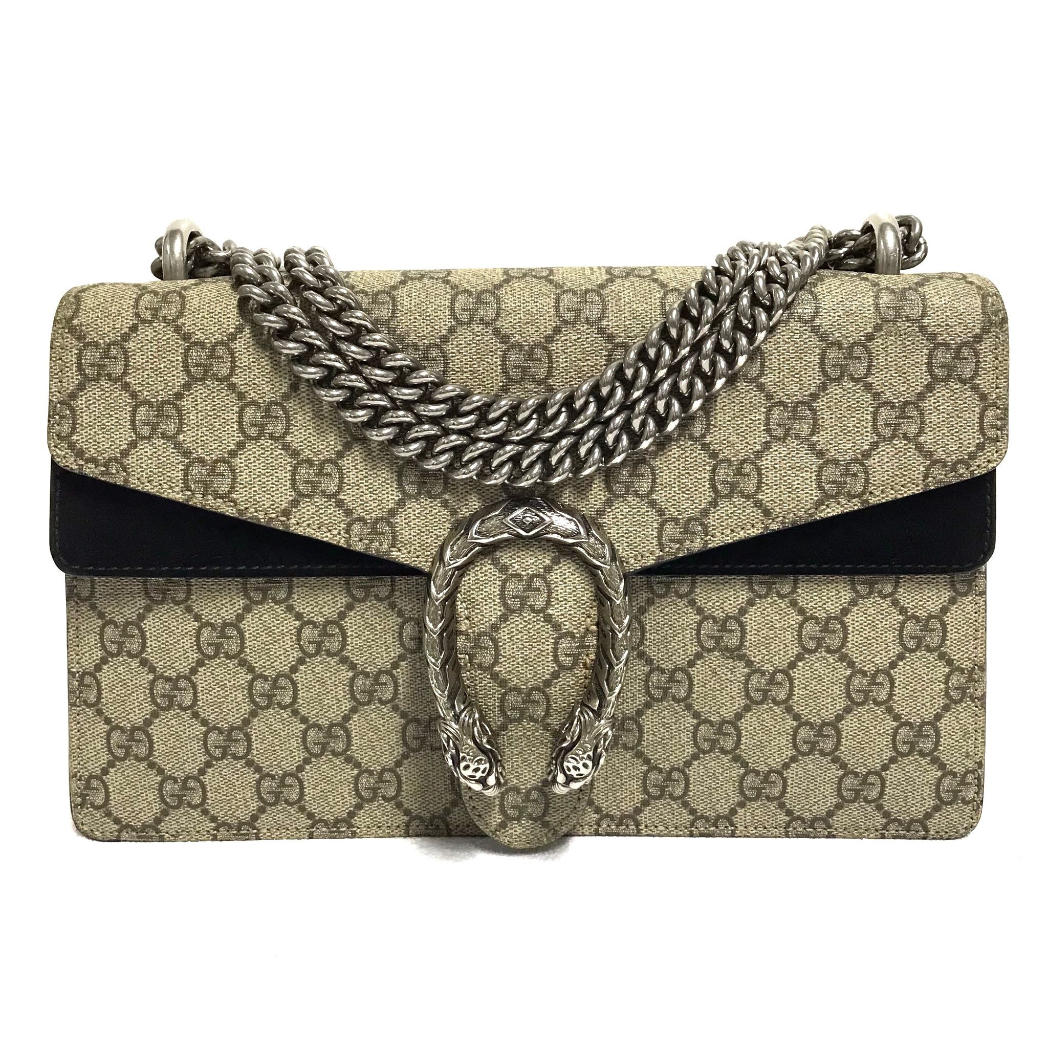 Gucci Gucci Dionysus GG Supreme Black Suede Medium Size ONE SIZE - 1 Thumbnail