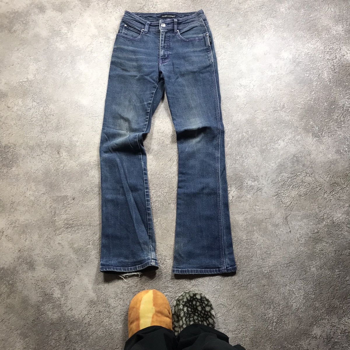 Vintage Vintage Y2K Distressed Flared Jeans Grunge Thrashed Baggy 28 Size 28" / US 6 / IT 42 - 2 Thumbnail