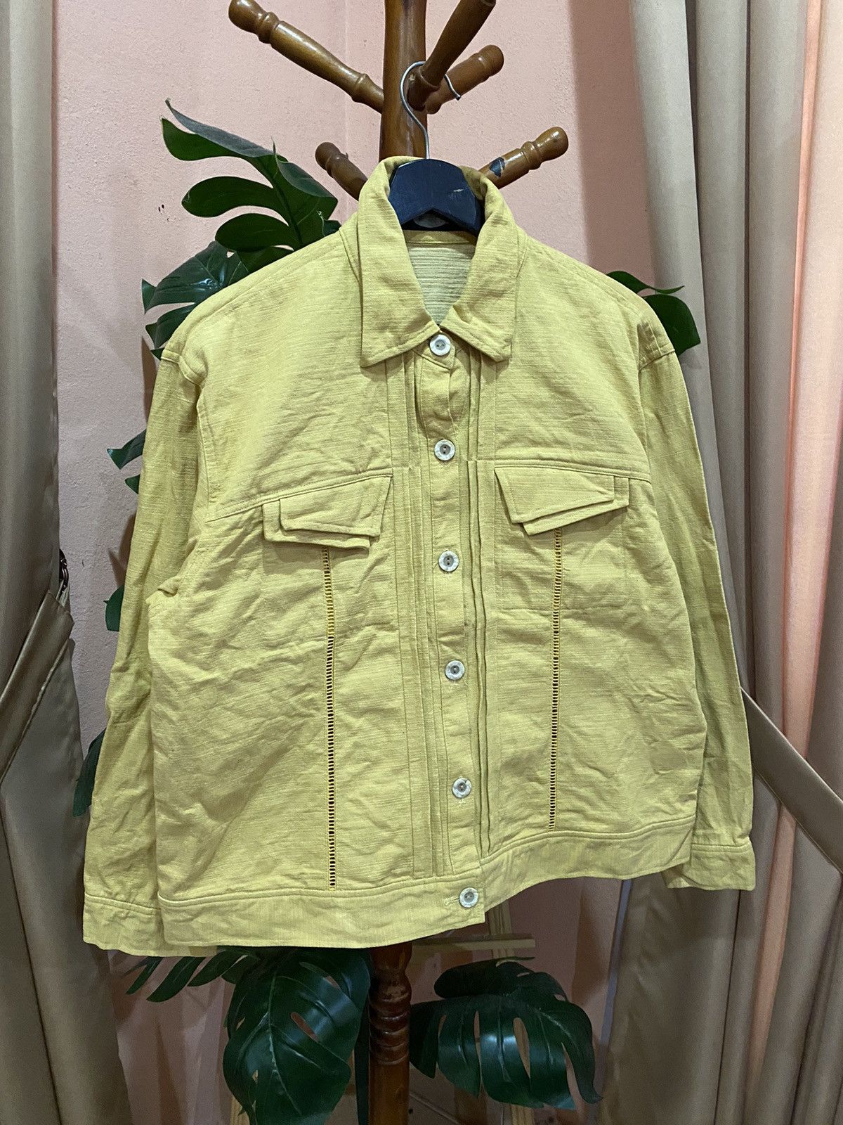 Japanese Brand Vintage Yellow Women’s Cotton Blend Jacket by B.P.Style Size M / US 6-8 / IT 42-44 - 3 Thumbnail