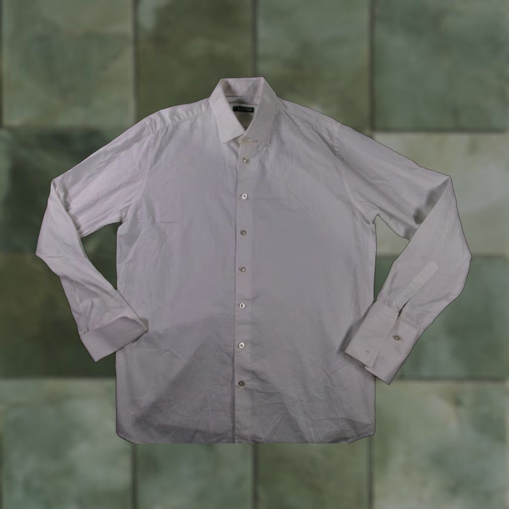 Vintage VINTAGE LAXMI Dress Shirt Men Large White Long Sleeve French Cuff Button Down Classic Size 42R - 1 Thumbnail