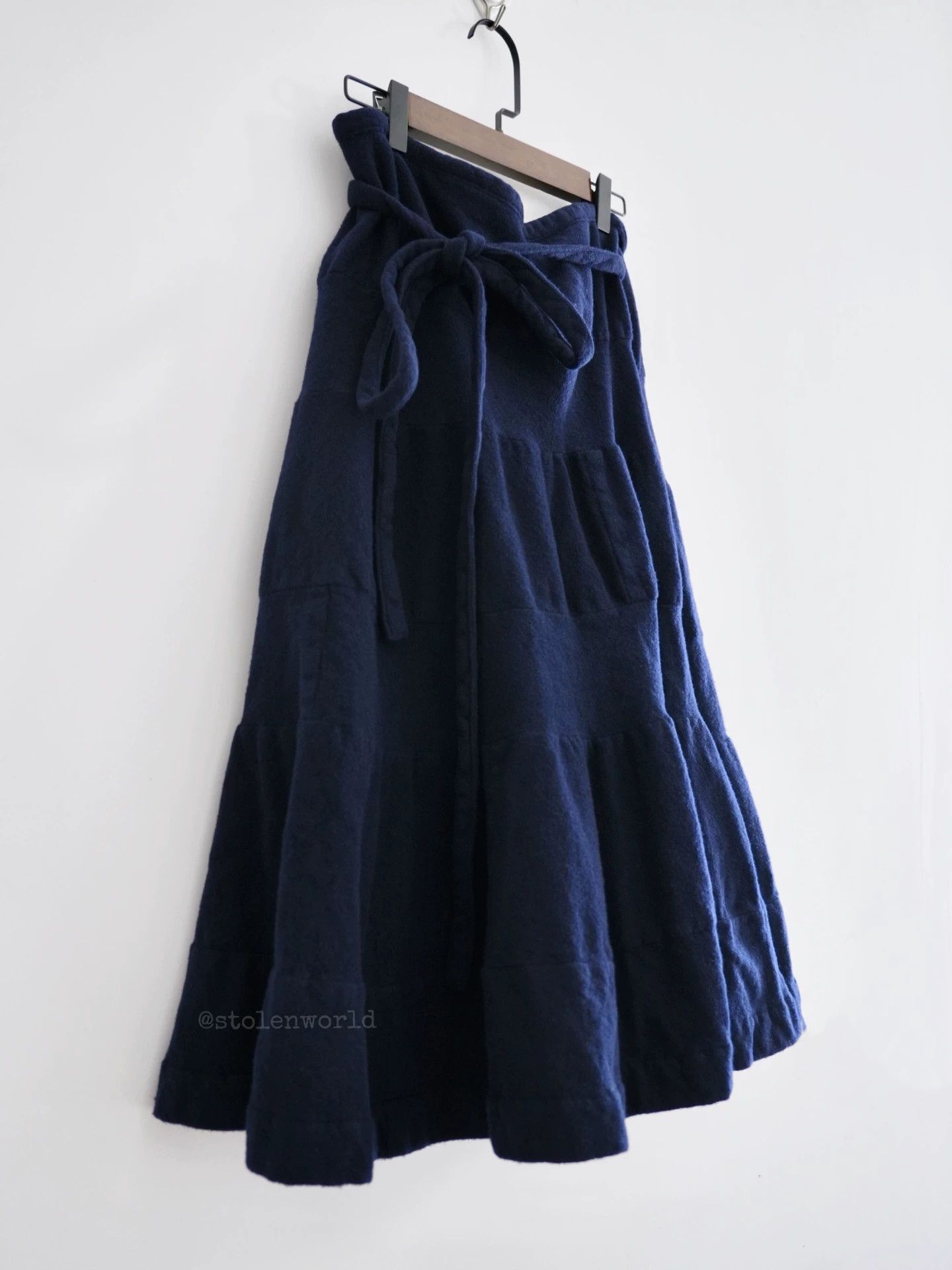 Comme des Garcons Comme des Garçons Navy Wool Self-Tie Layered Skirt M Size 27" / US 4 / IT 40 - 6 Thumbnail