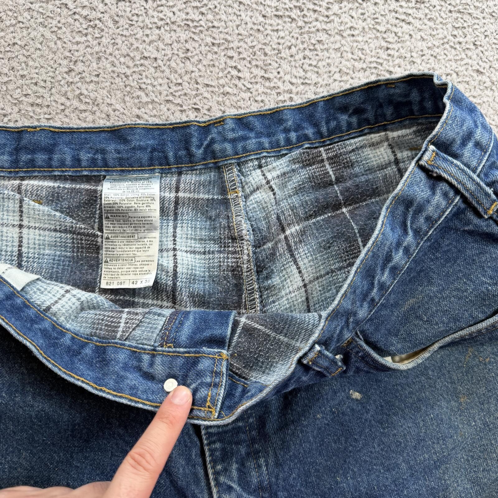 Carhartt Vintage Carhartt Flannel Lined Blue Denim Jeans 42x30 Size US 42 / EU 58 - 6 Thumbnail