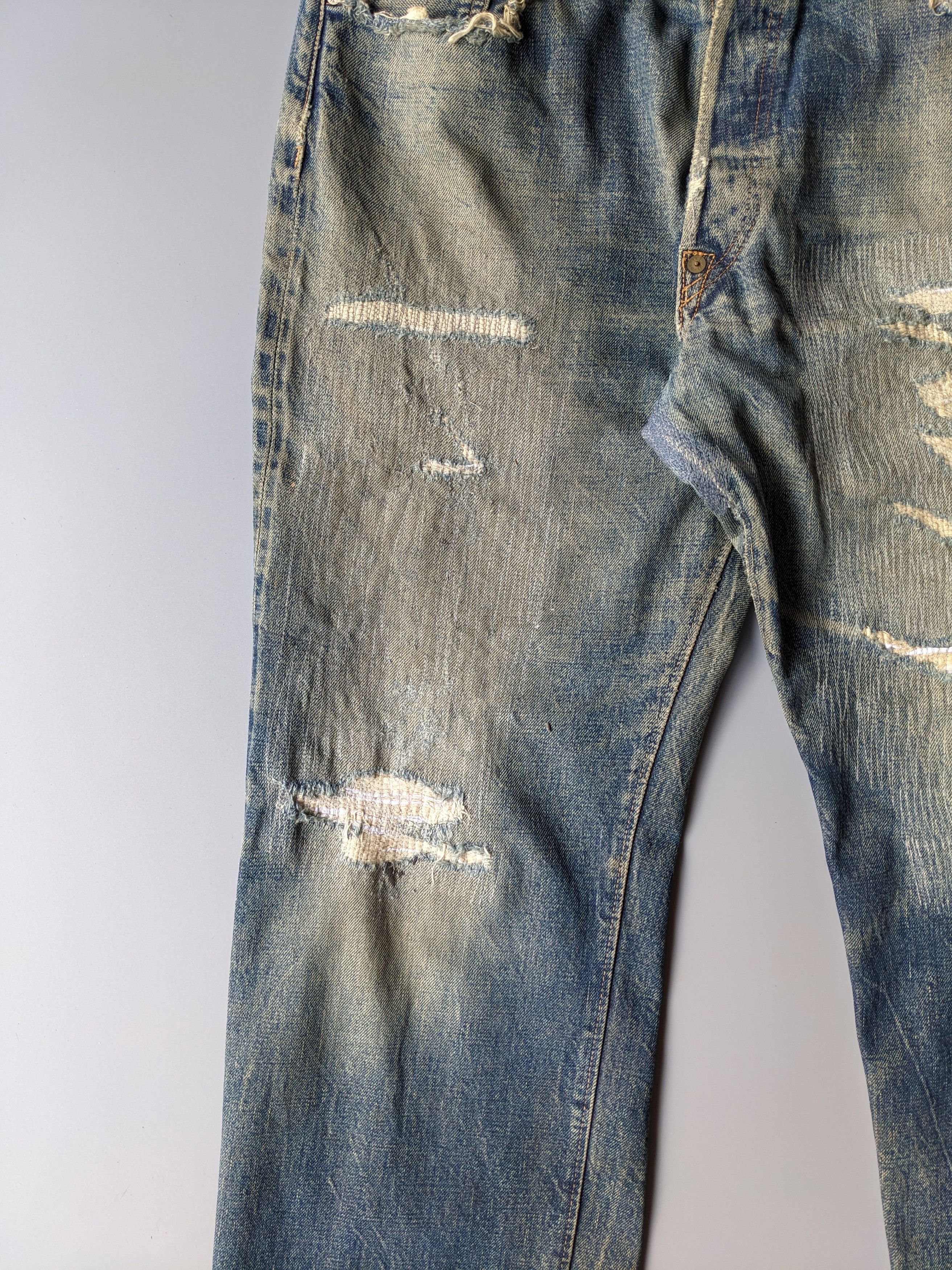 Denime Vintage DENIME distressed ripped selvedge jeans Size US 32 / EU 48 - 6 Thumbnail