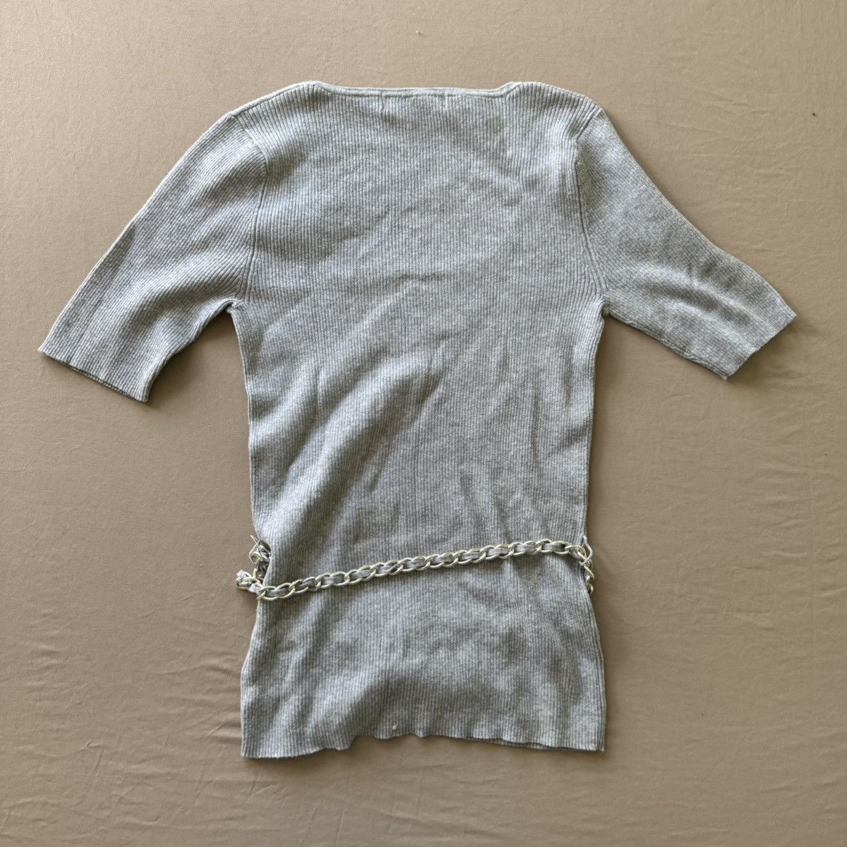 Michael Kors Y2K Era Michael Kors Rib Knit Chain Belt Scoop Neck Top Size L / US 10 / IT 46 - 2 Thumbnail
