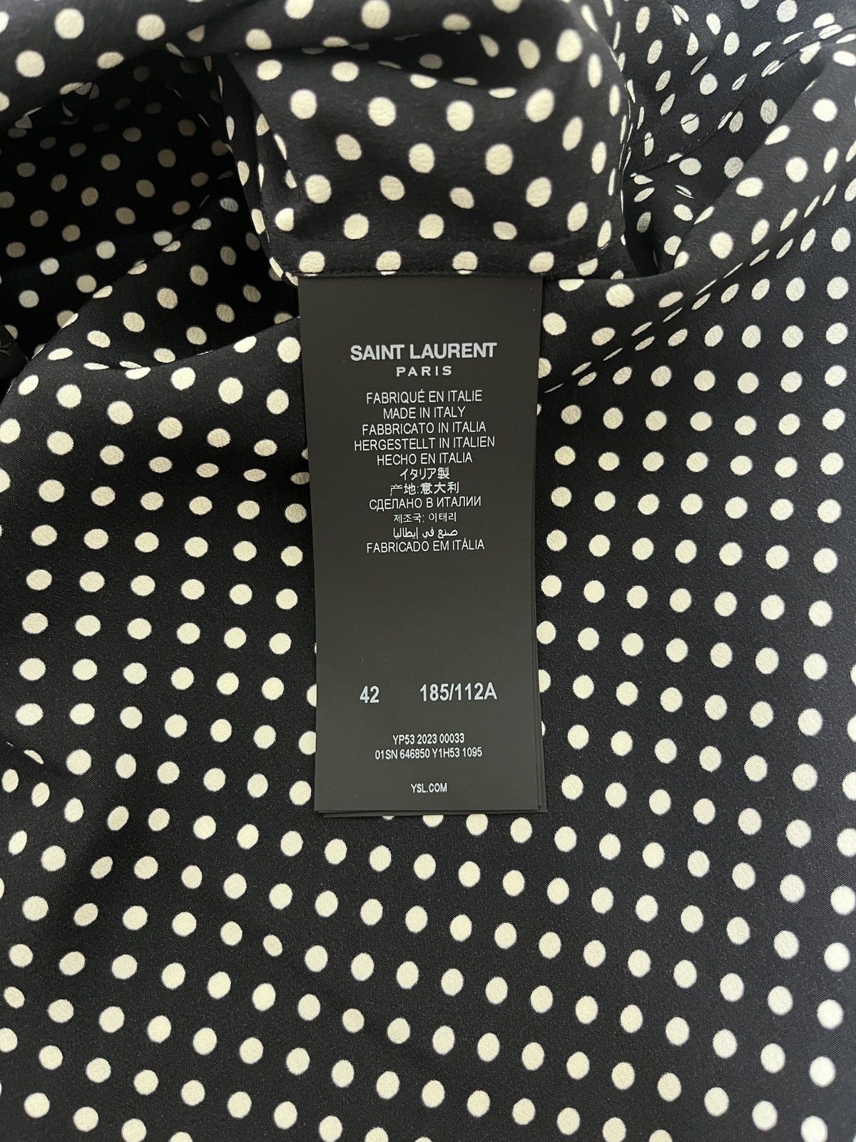 Saint Laurent Paris Polka dot silk shirt Size US L / EU 52-54 / 3 - 9 Thumbnail