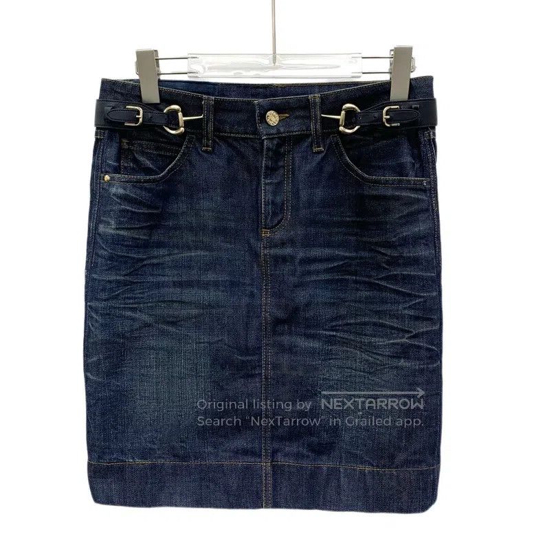 Gucci Gucci Dark blue cotton horse buckle denim skirt Size 25" / US 0 / IT 36 - 1 Thumbnail