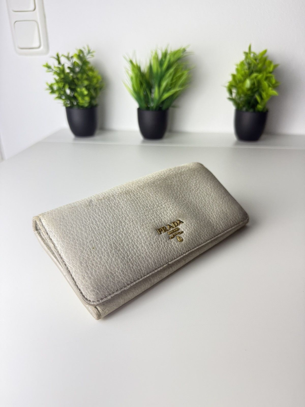 Prada Prada Leather Wallet Grey Size ONE SIZE - 2 Thumbnail