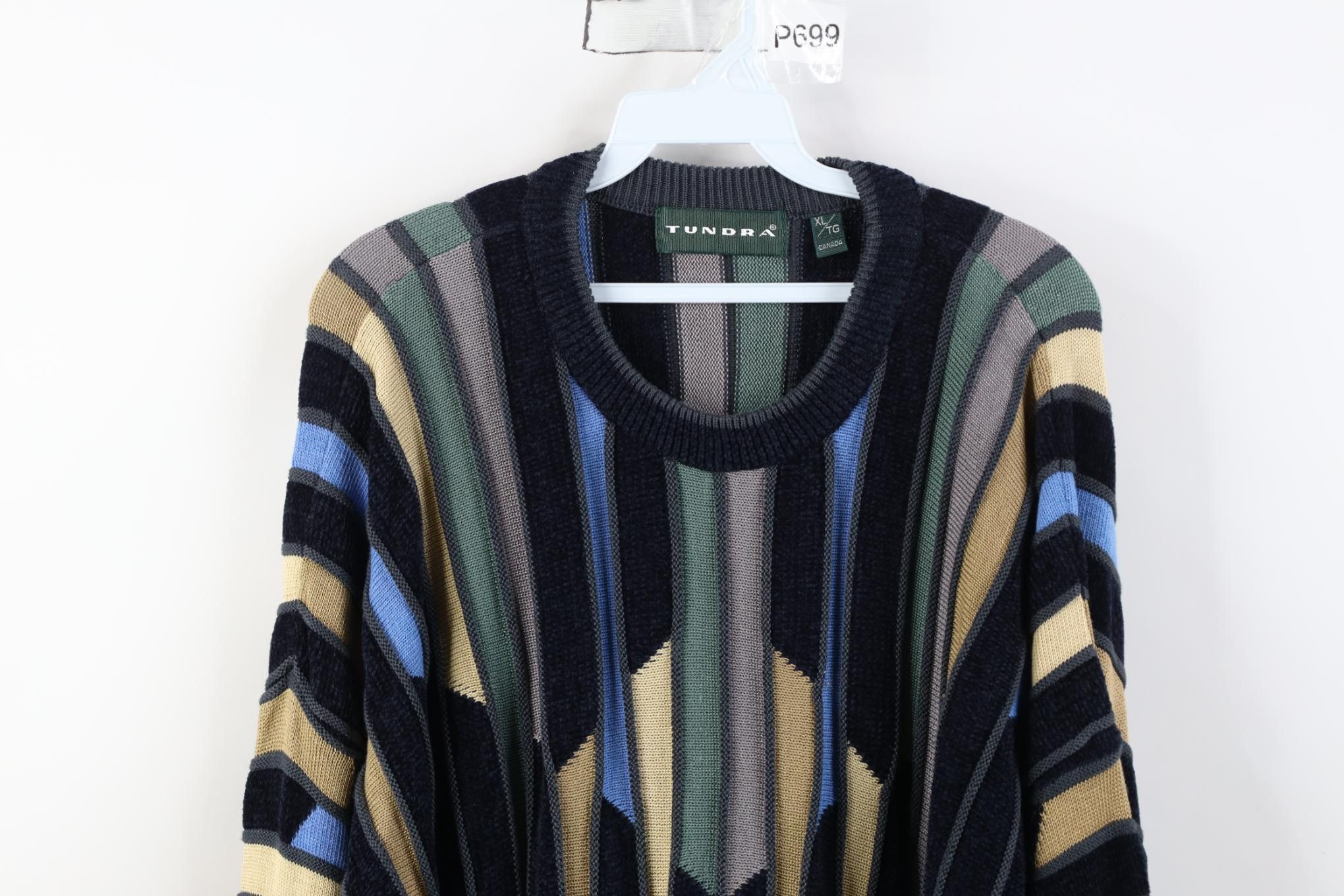 Vintage Vintage 90s Coogi Style Biggie Smalls Striped Knit Sweater Size US XL / EU 56 / 4 - 2 Thumbnail