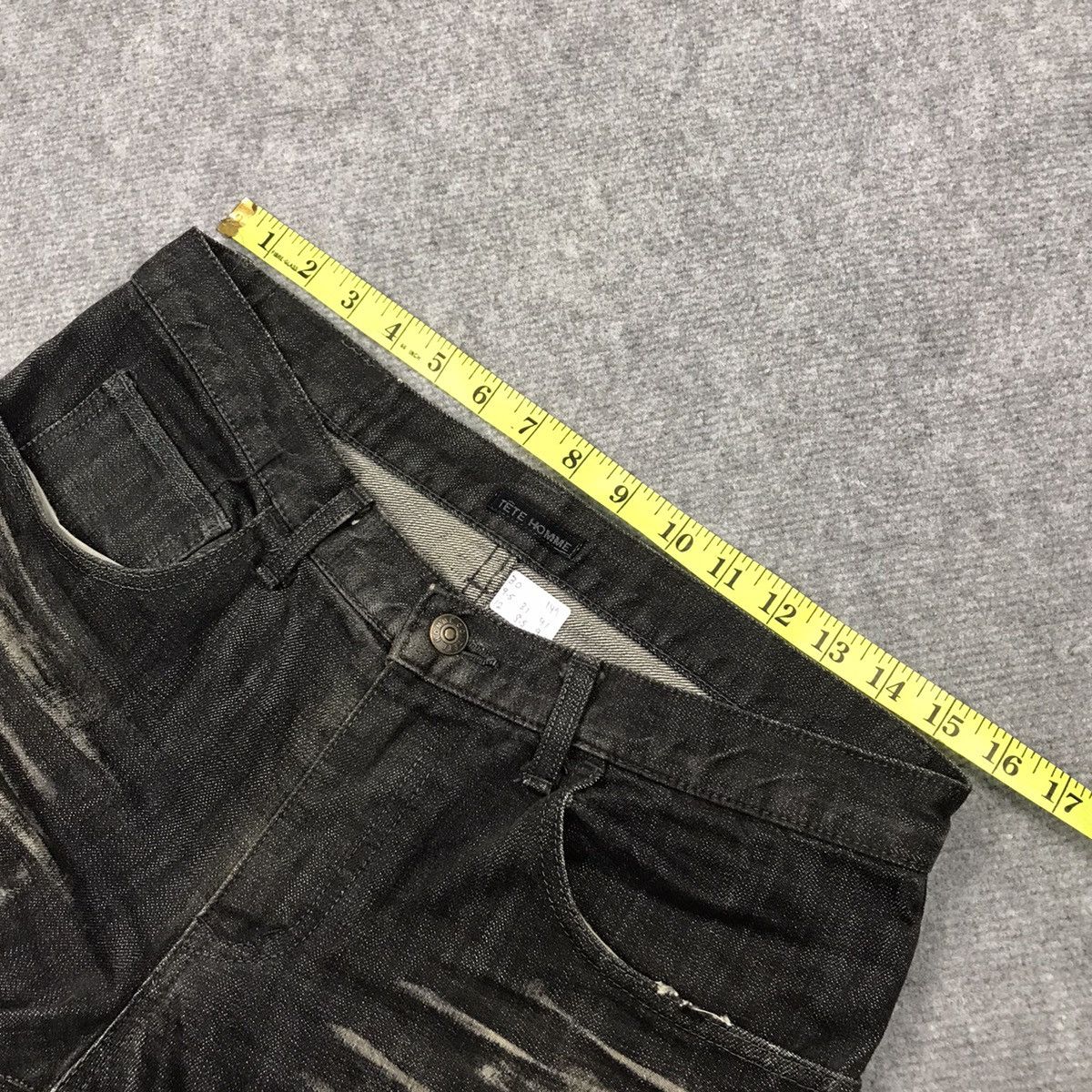 Issey Miyake FLARE🔥TETE HOMME BLACK FADED DENIM BOOTCUT PANTS 149 Size US 30 / EU 46 - 17 Thumbnail