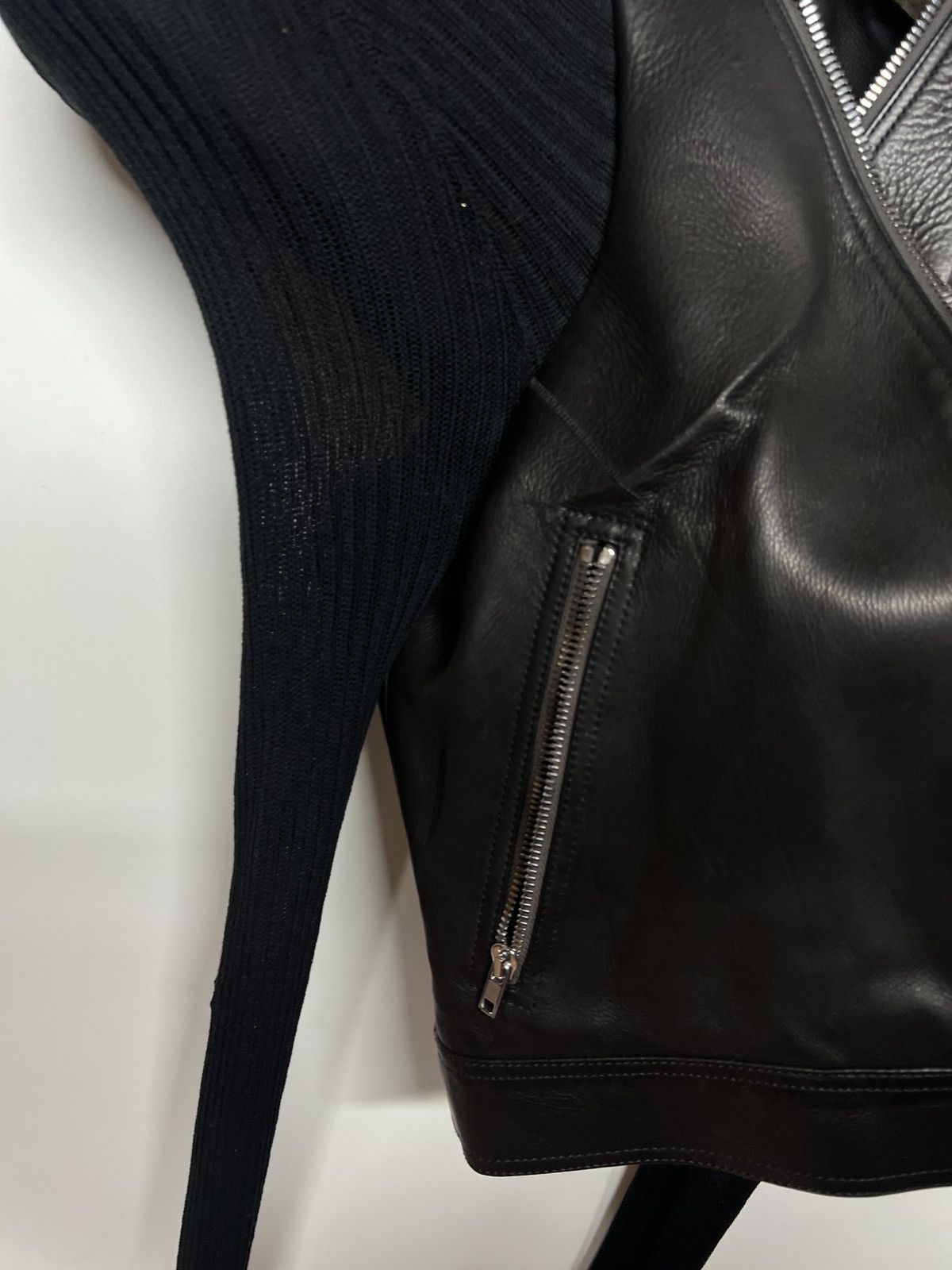 Rick Owens CALF LEATHER BIKER JACKET Size S / US 4 / IT 40 - 13 Thumbnail