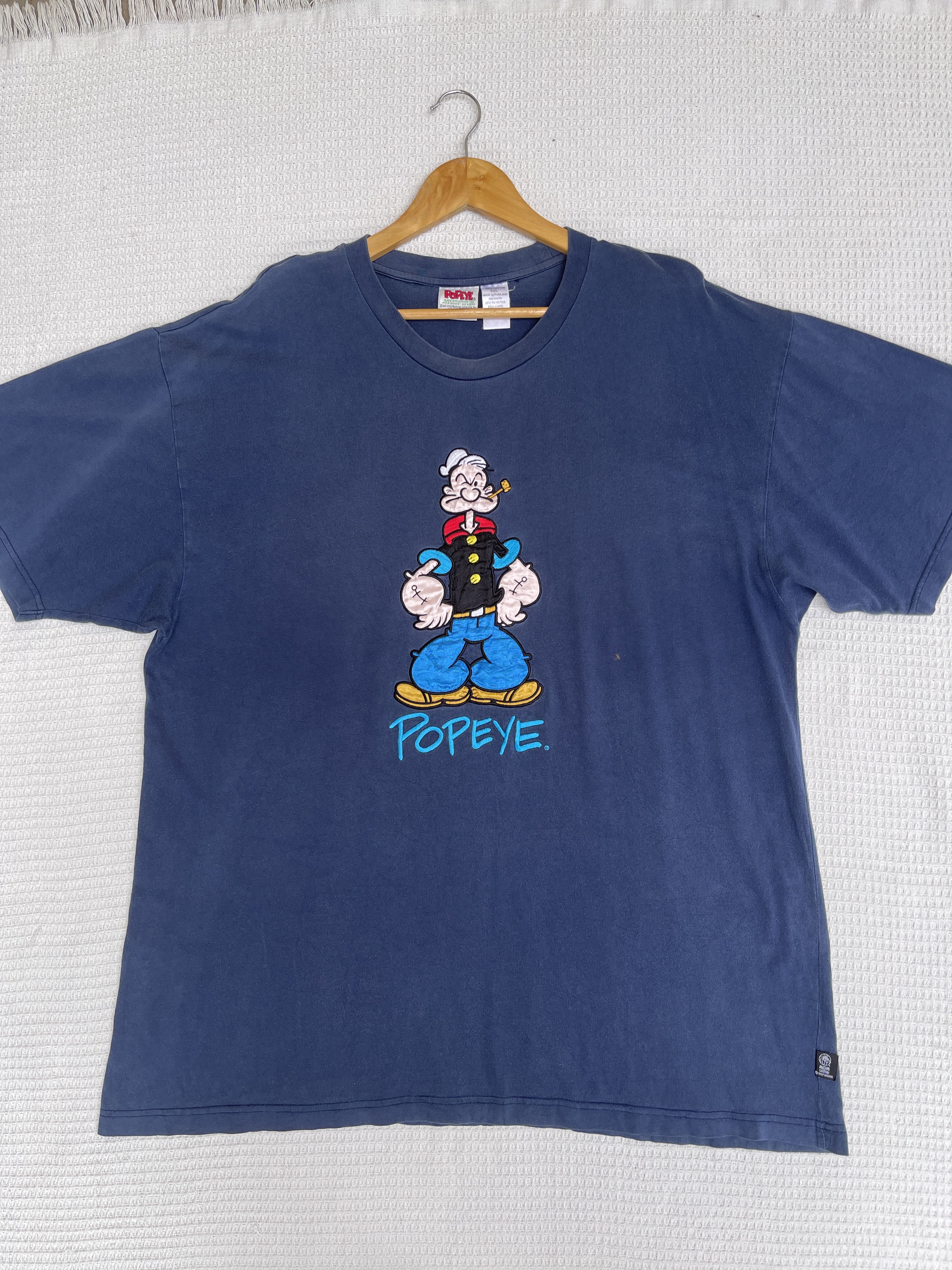 Cartoon Network Rare🔥Vintage 90s POPEYE Embroidered Logo T-Shirt Size US XL / EU 56 / 4 - 9 Thumbnail