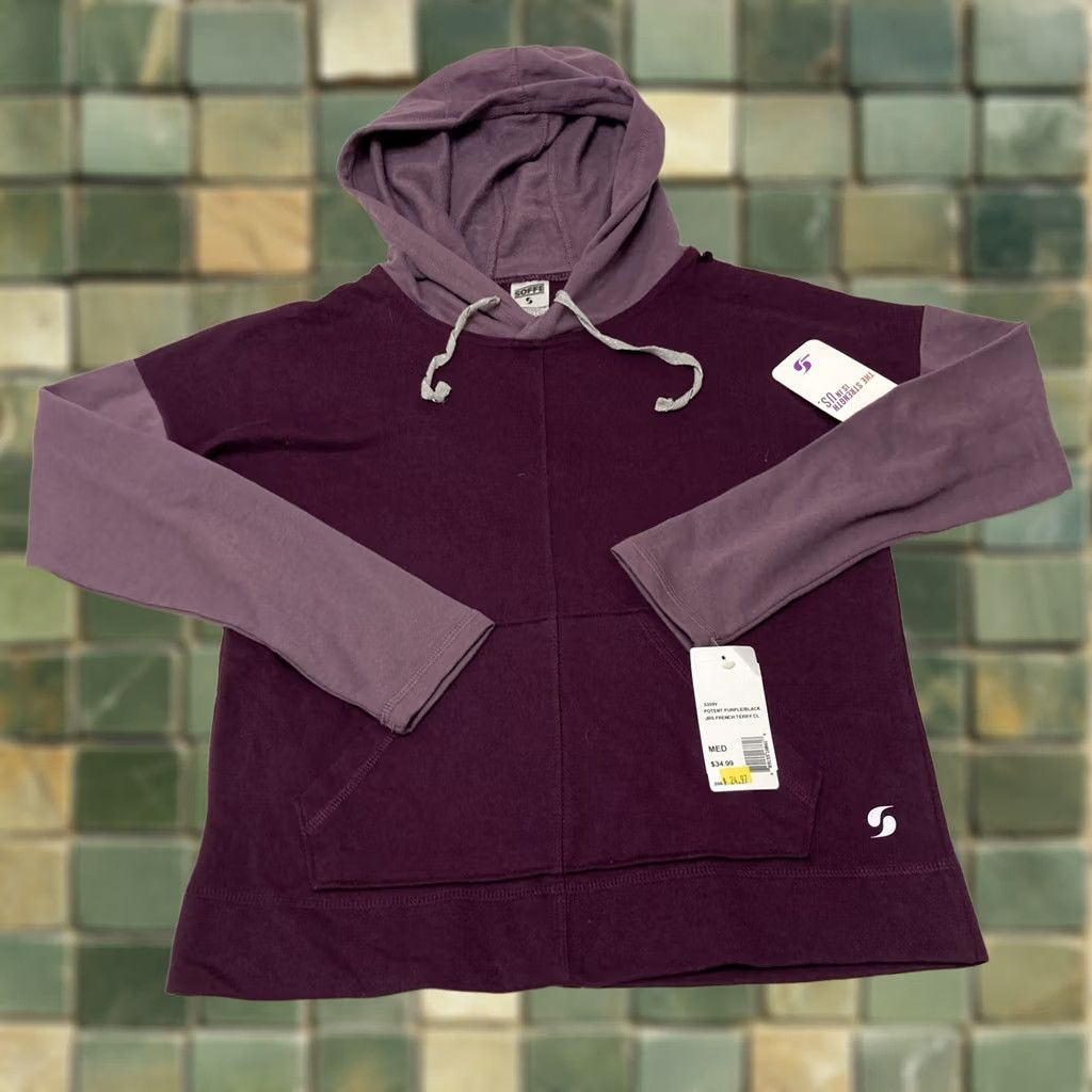 Soffe Soffe Womens JRS Pullover Hoodie Top Potent Purple MEDIUM 2 Tone French Terry Hooded Regular Casual Activewear Shirt? Size M / US 6-8 / IT 42-44 - 1 Thumbnail
