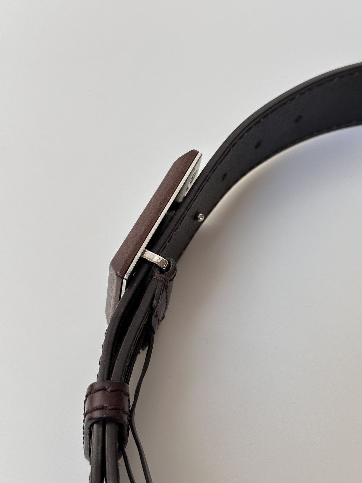 Gucci GUCCI Wooden Brown Square Buckle Leather Belt Size: 110/40 Size 30 - 11 Thumbnail