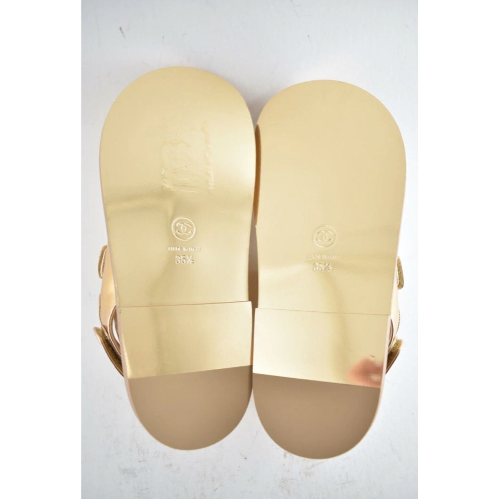 Chanel Chanel 22C Golden Gold Laminated CC Logo Mule Slide Size US 5.5 / IT 35.5 - 12 Thumbnail