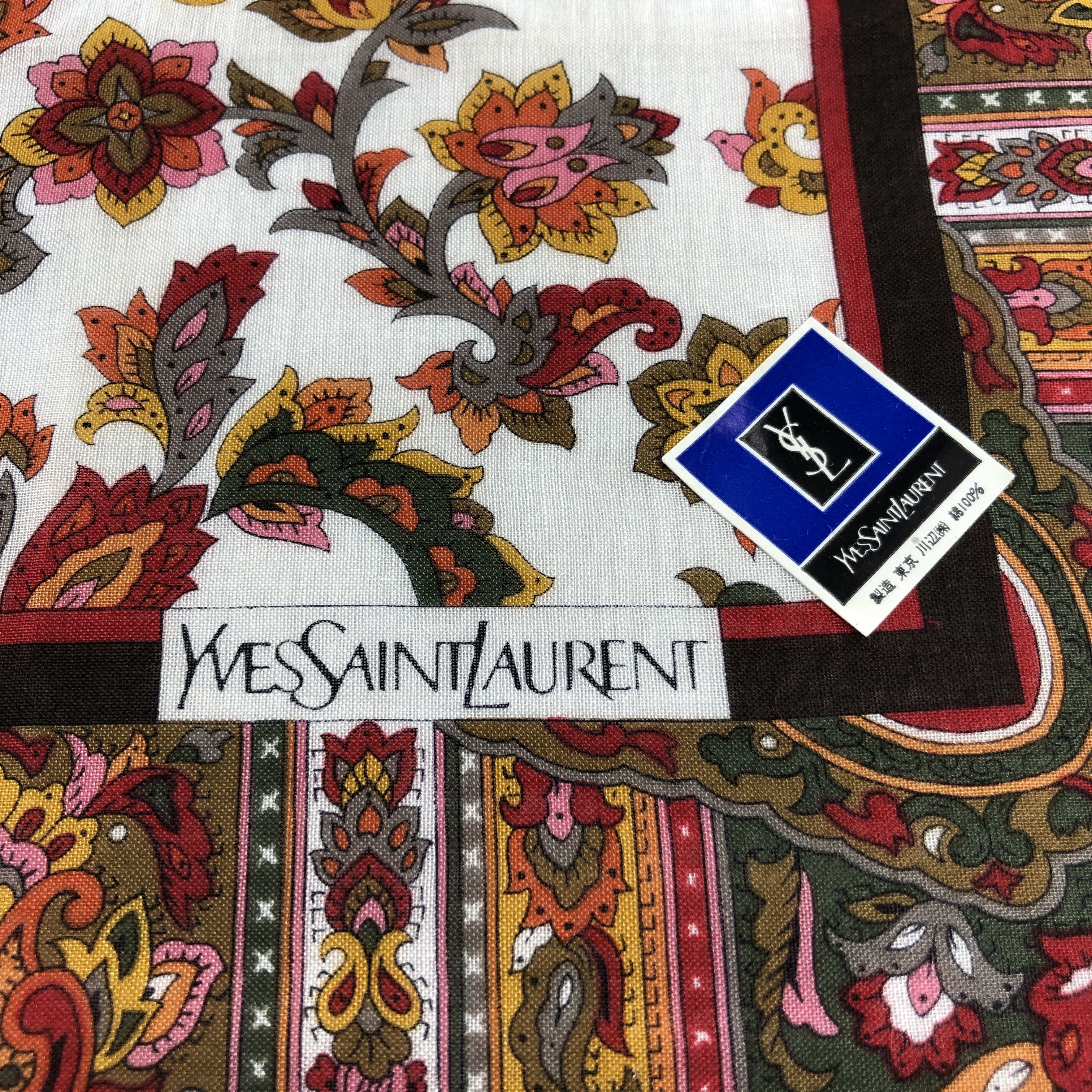 Vintage × Yves Saint Laurent YSL Paisley Handkerchief Neckerchief Bandana H2603 Size ONE SIZE - 3 Thumbnail