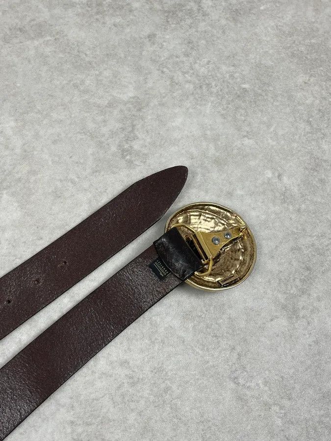 Just Cavalli 2000s Cavalli Gold Buckle Brown Leather Belt Size ONE SIZE - 7 Thumbnail