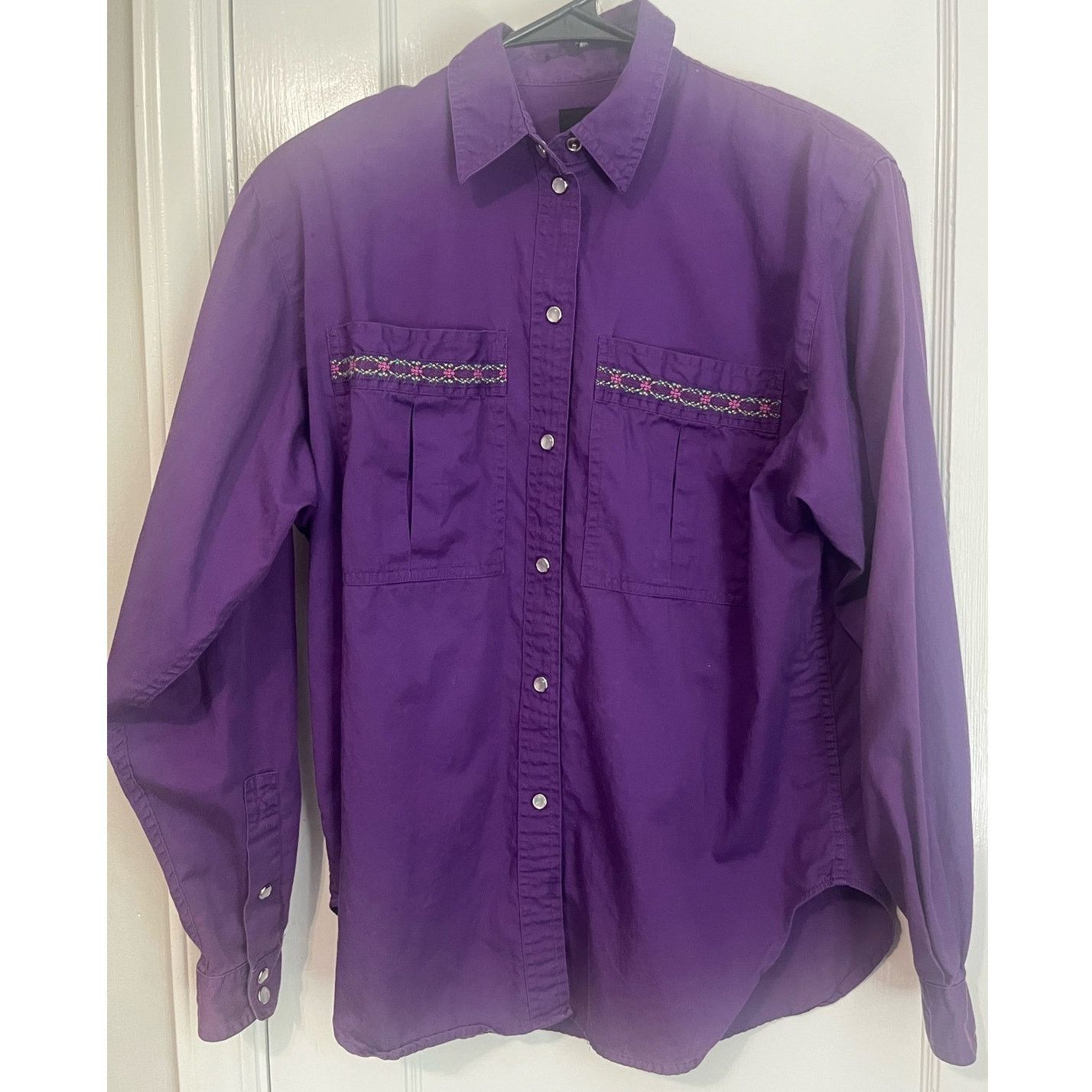 Vintage Vintage 70s Liz Sport Purple Western Cowgirl Shirt Small Size S / US 4 / IT 40 - 1 Thumbnail