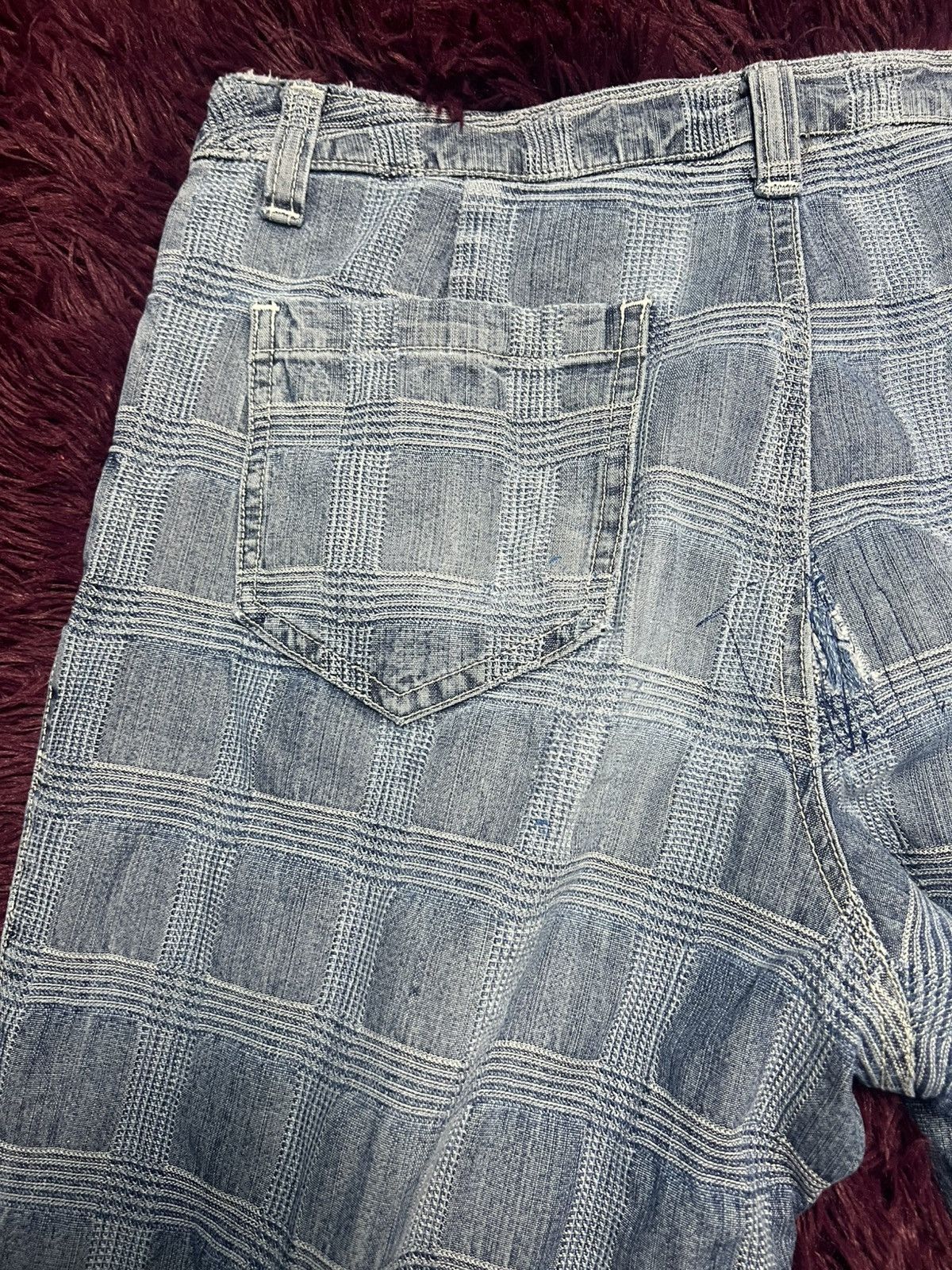 Japanese Brand Vintage KYOYUZEN Japan Textured Grid Flare Denim Jeans (45) Size US 32 / EU 48 - 12 Thumbnail