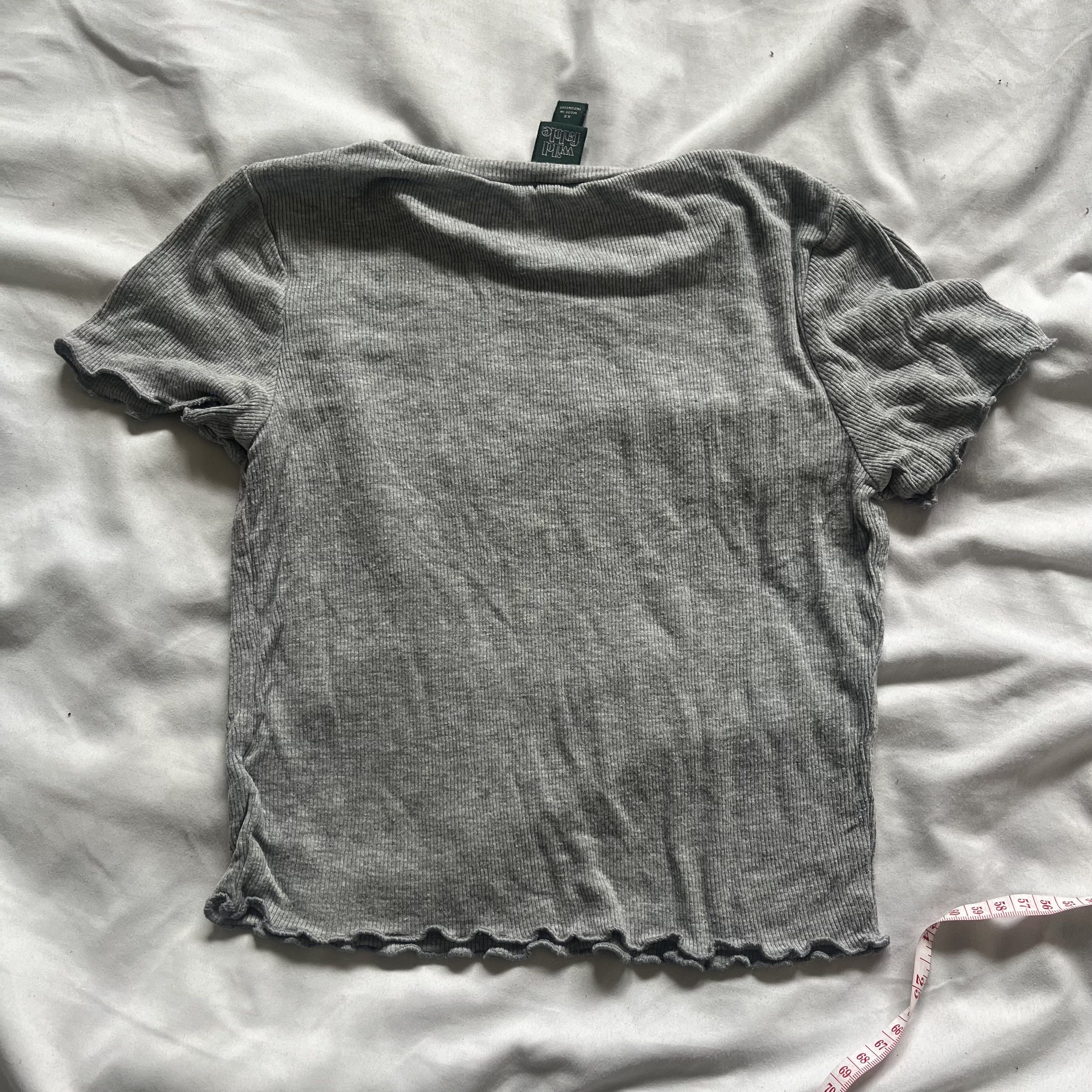 Target Basics Wild Fable Gray Crop Top with Lettuce Hem Size XS / US 0-2 / IT 36-38 - 8 Thumbnail