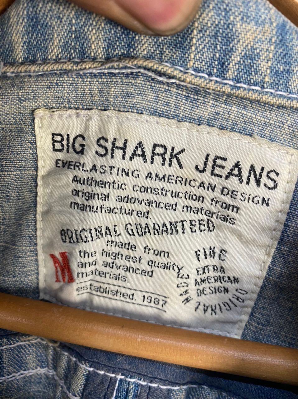 Vintage big shark jeans button up distressed jacket