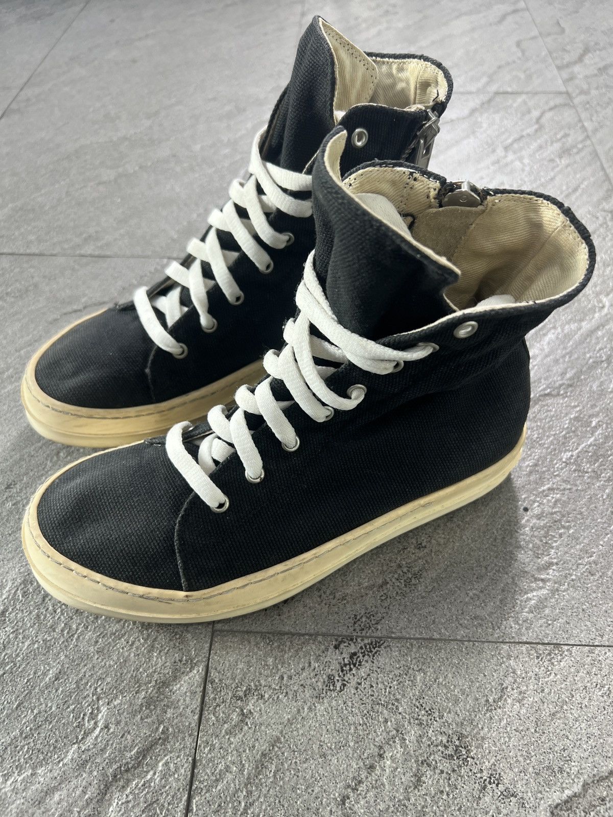 Rick Owens Drkshdw Rick Owens DRKSHDW Ramones High Canvas Sneaker EU40 Size US 7 / EU 40 - 3 Thumbnail