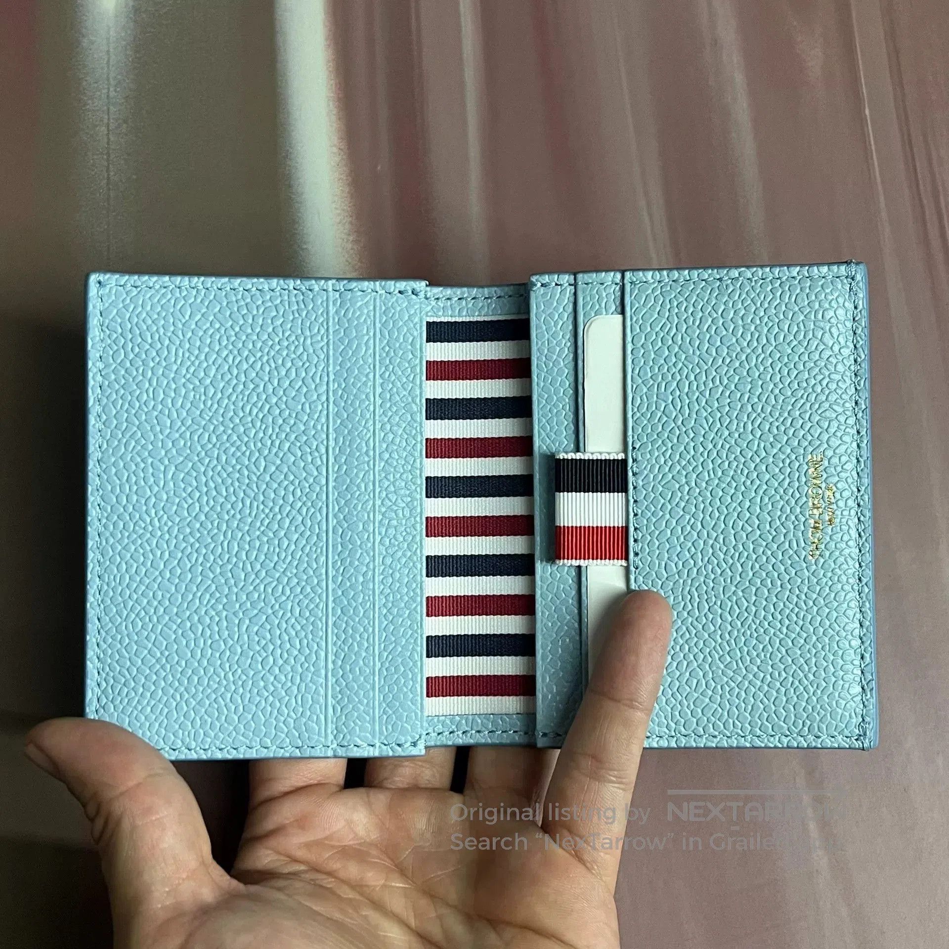 Thom Browne Thombrowne Light Blue Leather Wallet. Size ONE SIZE - 3 Thumbnail