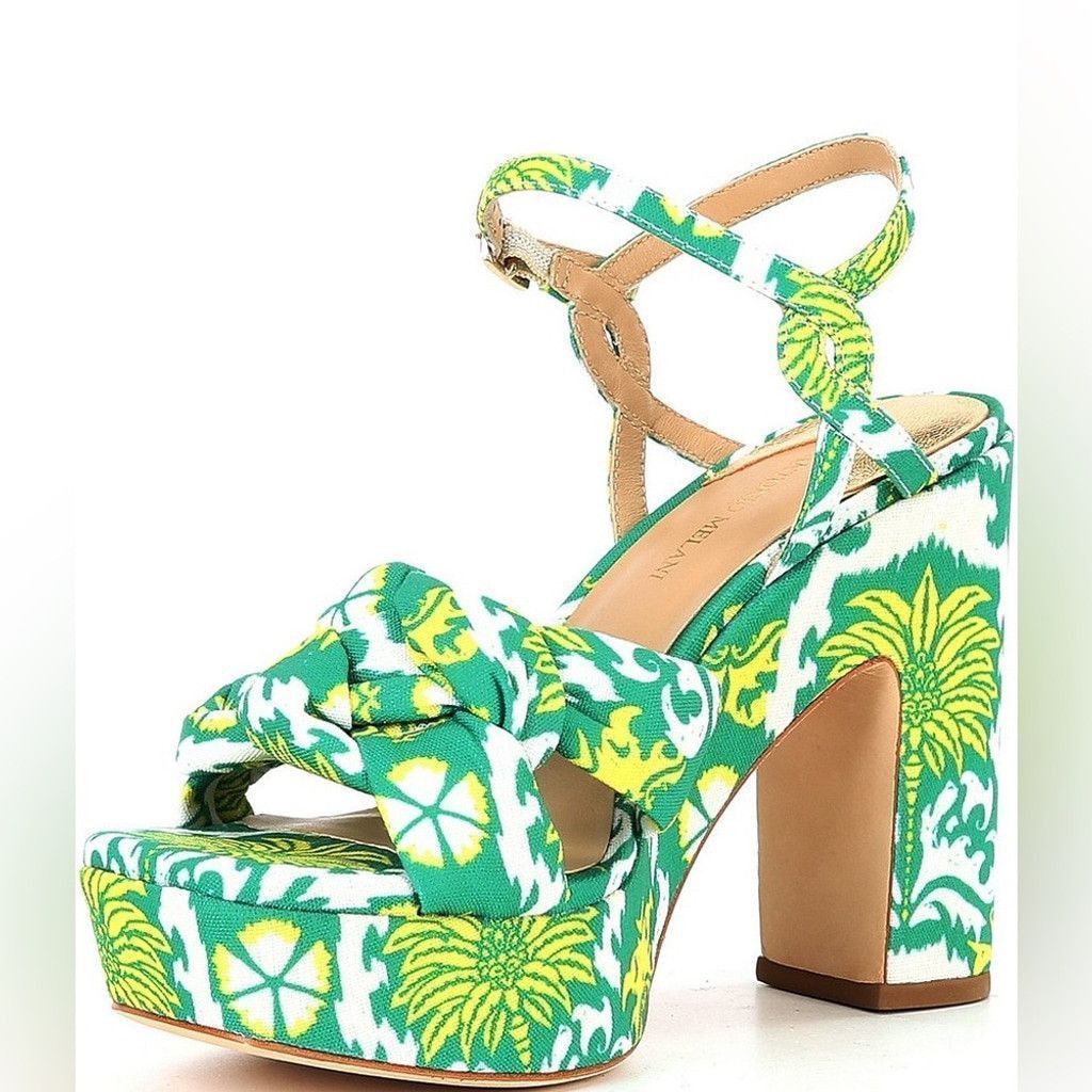 Antonio Maurizi Antonio Melani Mya Royal Palm Print Braided Platform Dress Size US 8 / IT 38 - 10 Thumbnail