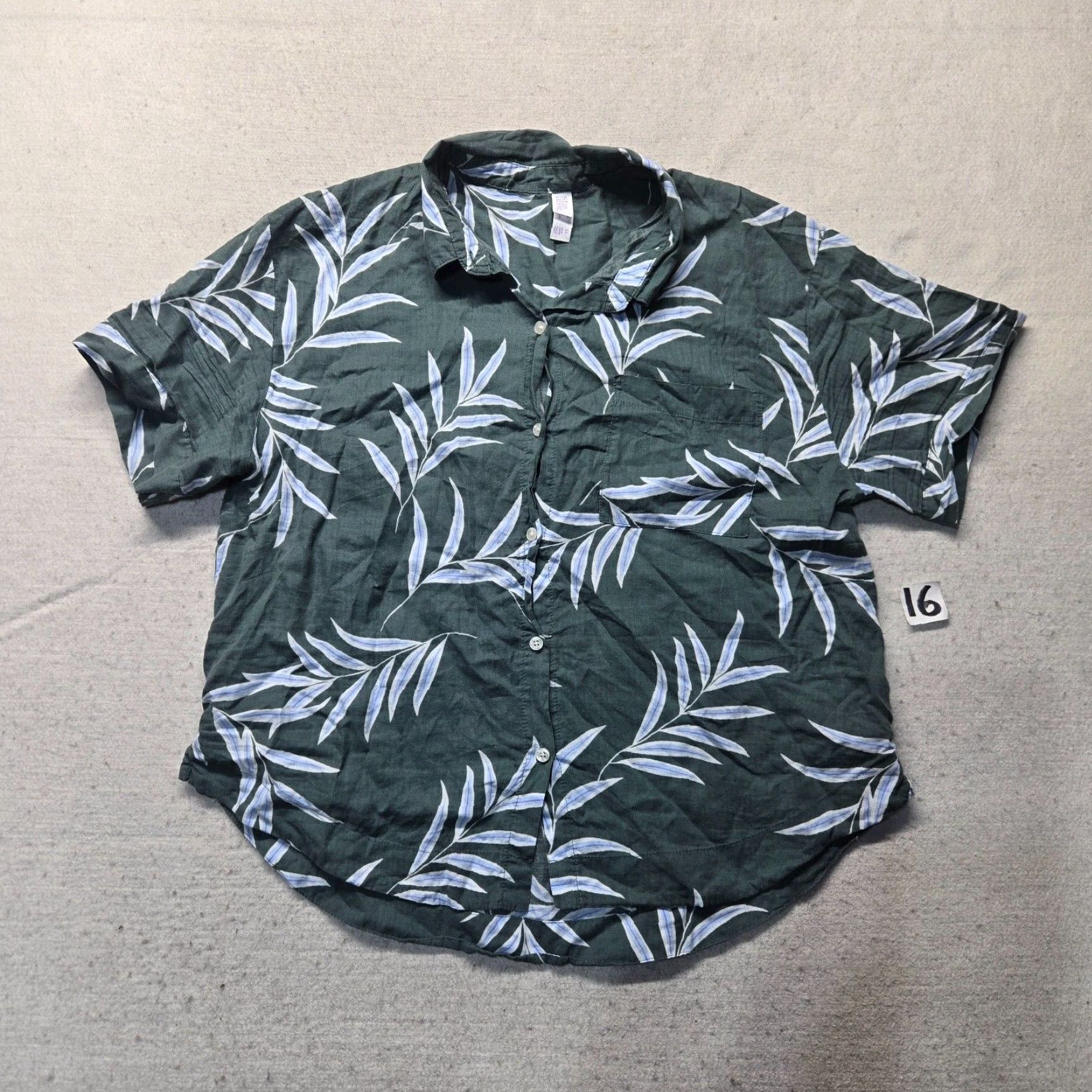 Vintage Stars Above Women's Button-Up Shirt Casual Short Sleeve Gray Cotton Flannel Fall Spring Winter Summer Size XL / US 12-14 / IT 48-50 - 2 Thumbnail