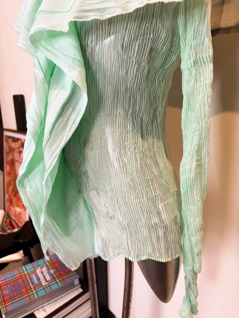 Issey Miyake issey miyake size:2 Light green pleated coat Size XXS / US 00 / IT 34 - 7 Thumbnail