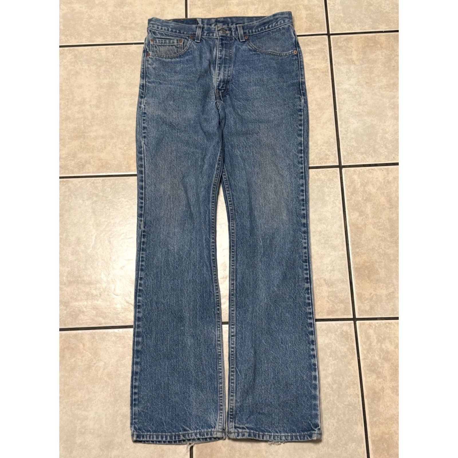 Levi's VINTAGE Levi’s 517 Bootcut Jeans 34x36 Men 32x34 Medium Wash USA 1298 Denim 5-Pocket Logo Zipper Button Cotton Slim Regular Inseam 34” Size US 32 / EU 48 - 3 Thumbnail