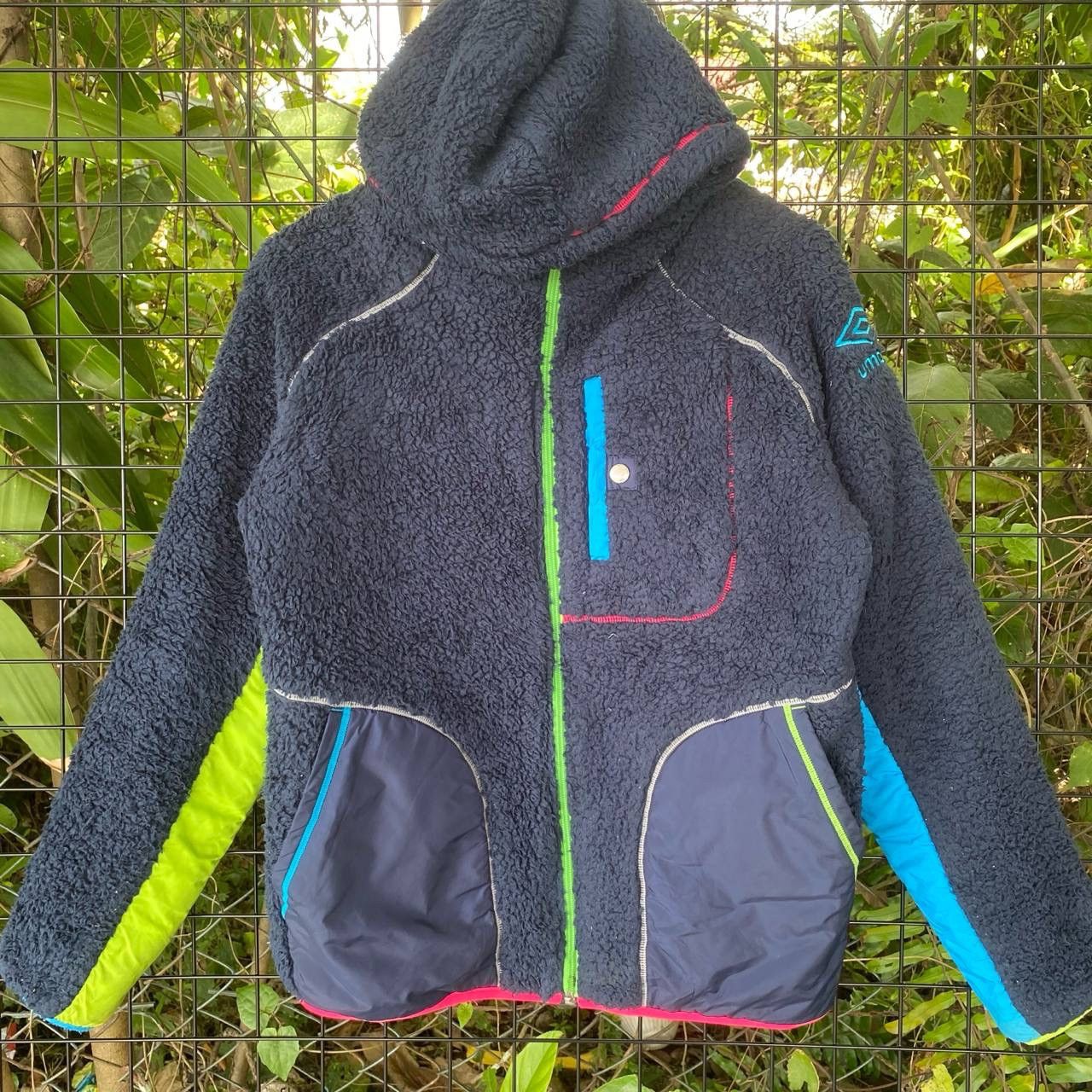 Japanese Brand × Umbro Vtg Umbro Multicolour Deep pile Fleece Zipper Jacket Size US M / EU 48-50 / 2 - 2 Thumbnail