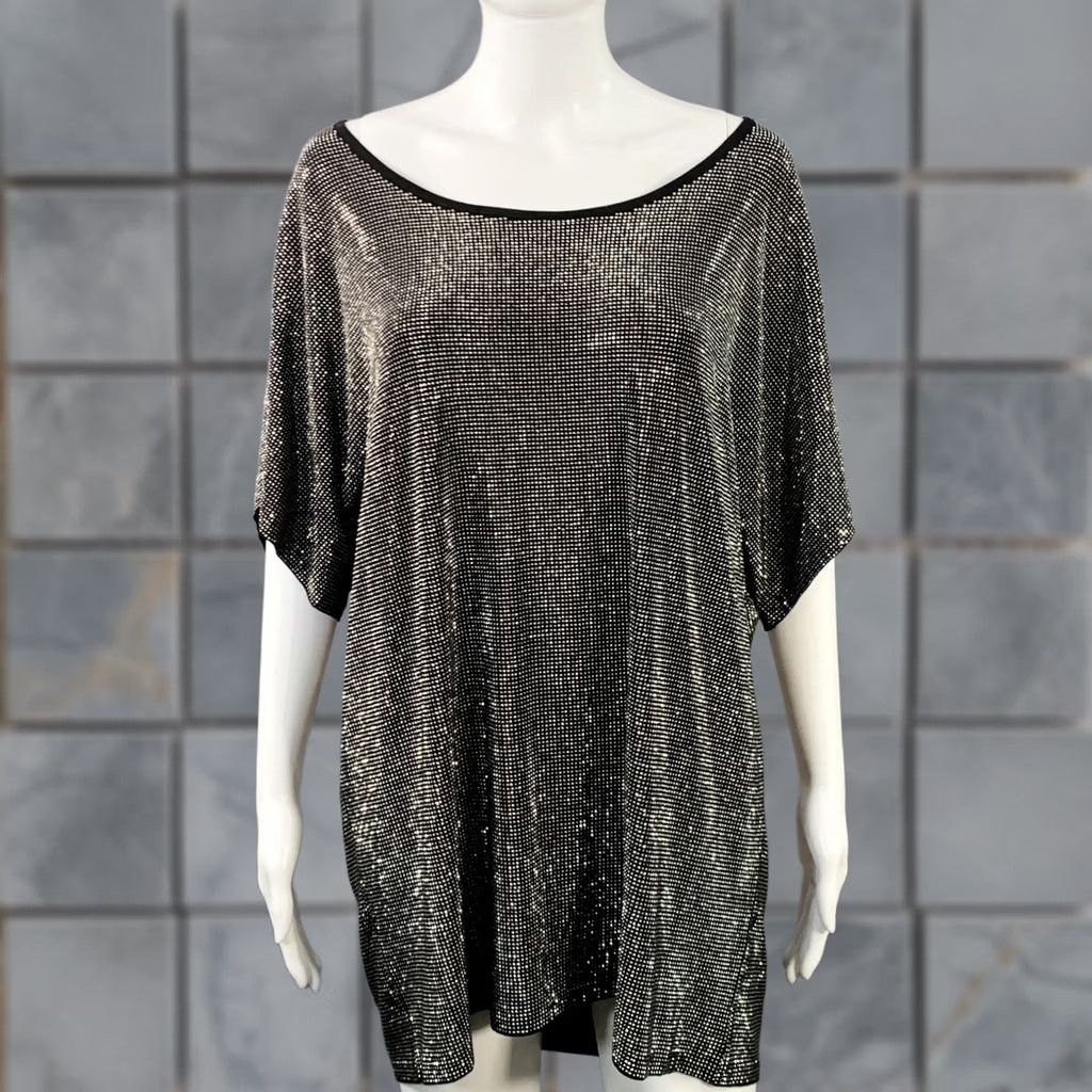 Balmain BALMAIN XS Black Silver Viscose Blend Studded Scoop Neck T-Shirt Womens Size XS / US 0-2 / IT 36-38 - 1 Thumbnail