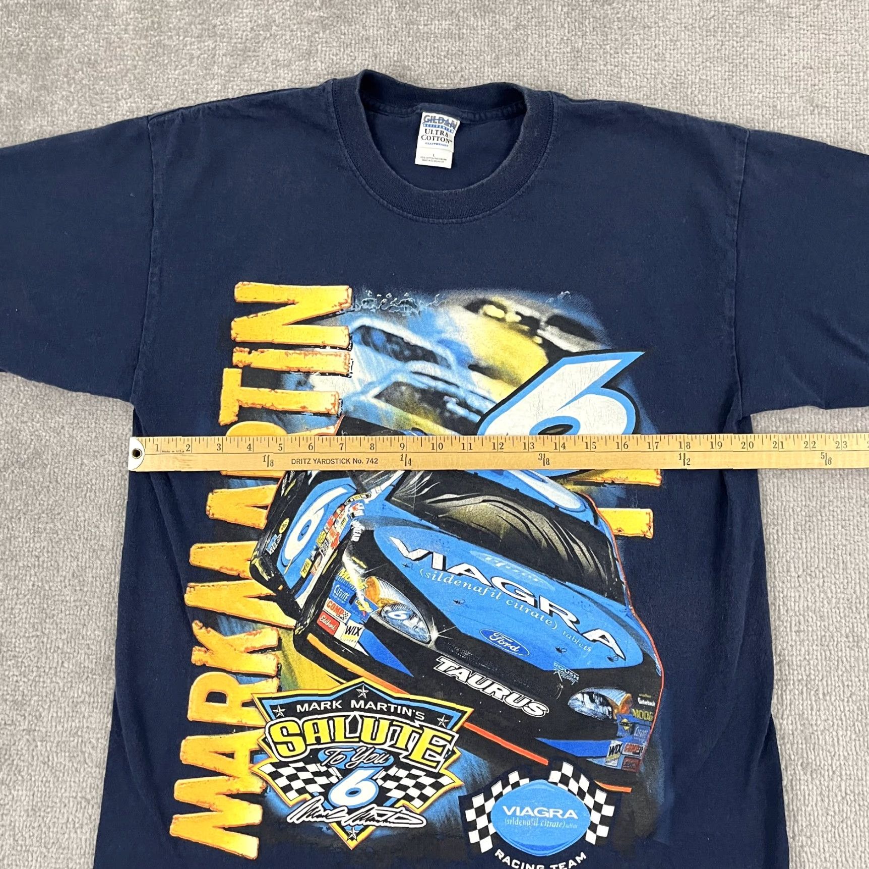 Gildan VINTAGE Gildan Mark Martin NASCAR Shirt Mens Large Blue Viagra Graphic Tee Double-Sided Graphic Print Size US L / EU 52-54 / 3 - 5 Thumbnail