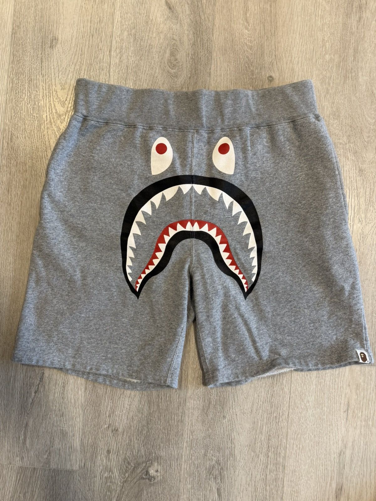 BAPE Grey Shark Sweat Shorts 1st Camo Back Pocket Large