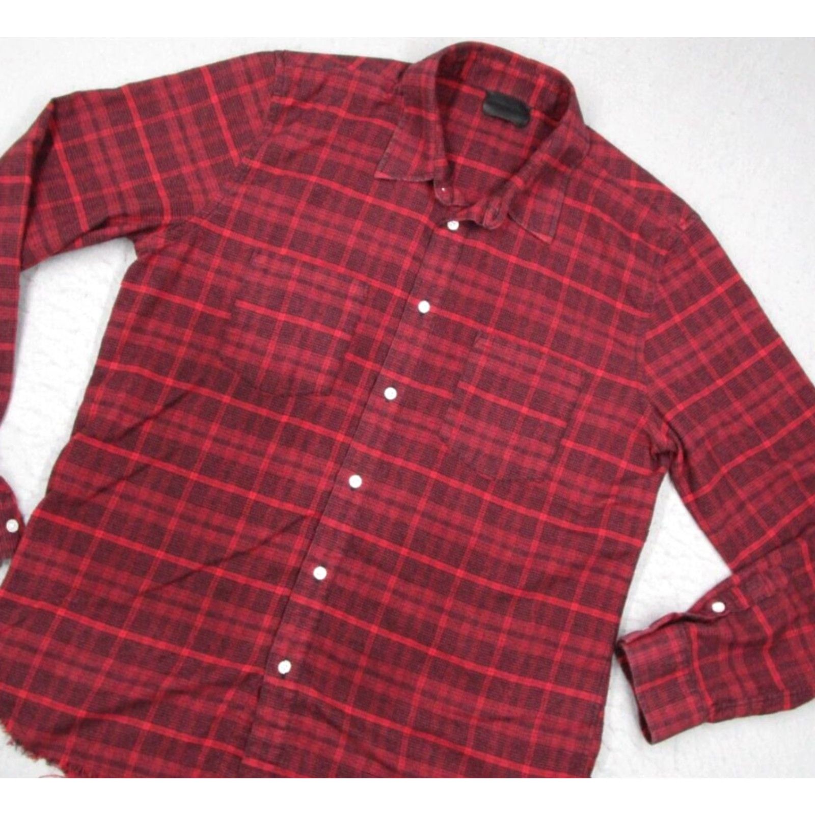 Vintage VINTAGE Six Week Residency Men's Red Plaid Flannel Button-Up Shirt Crew Neck Long Sleeve Casual Workwear Size US L / EU 52-54 / 3 - 2 Thumbnail
