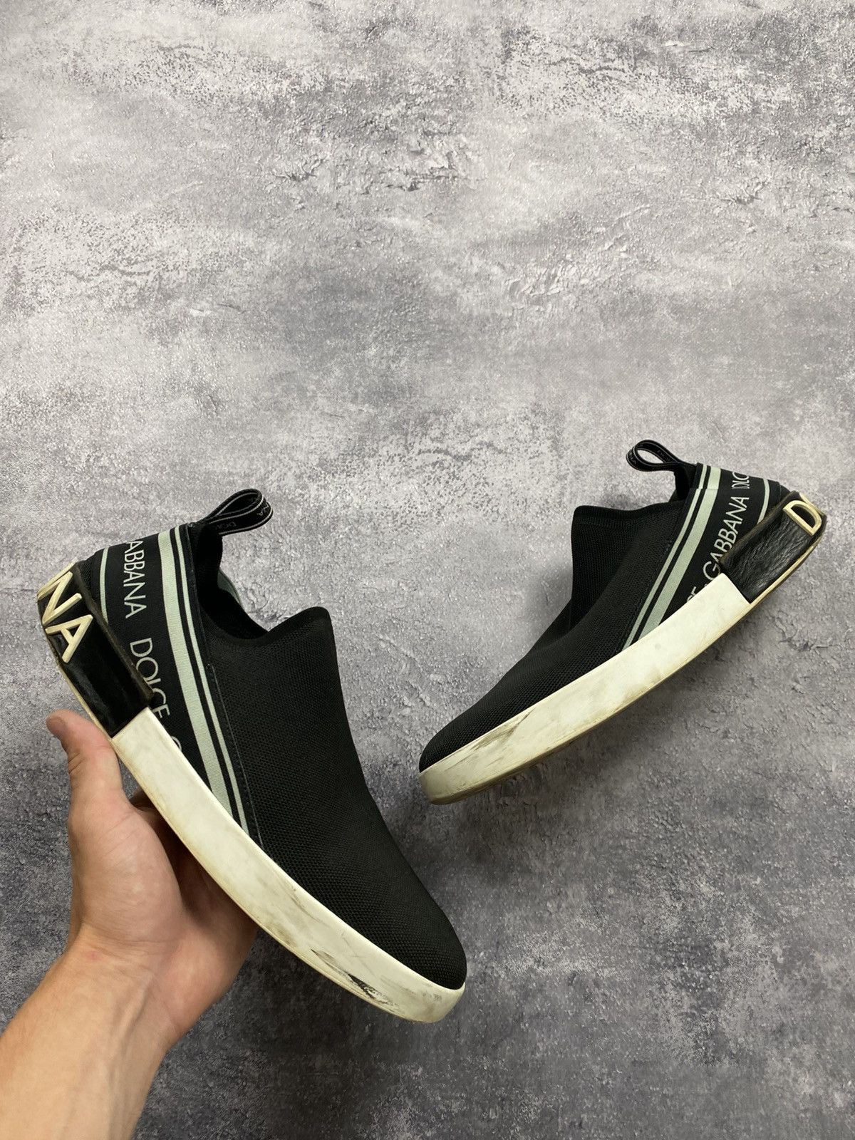 Dolce & Gabbana Dolce & Gabbana Sorrento Logo Slip On Black Sneakers D&G Size US 10 / EU 43 - 2 Thumbnail