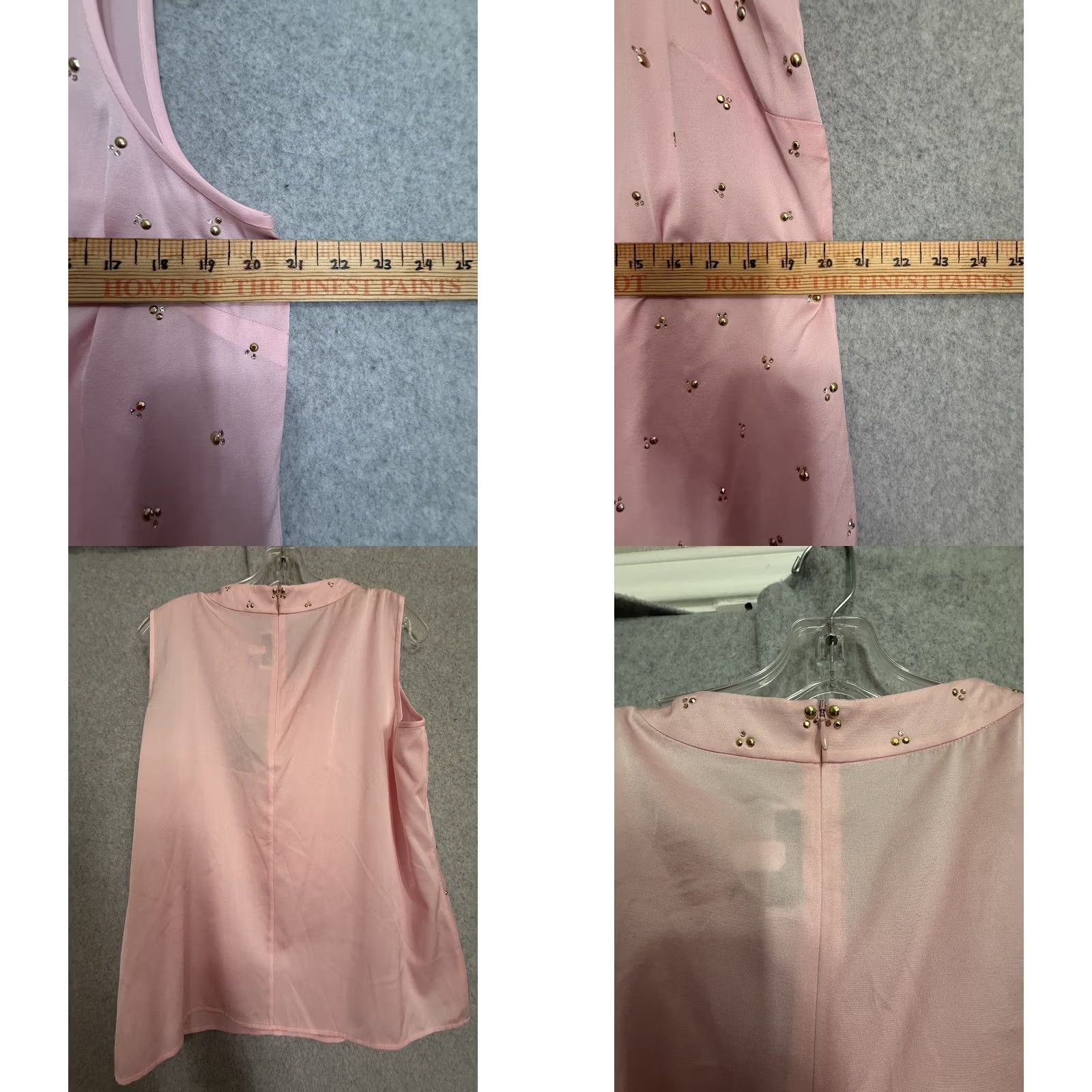 St. John VINTAGE St. John Evening Blouse Womens L Pink Rhinestone Sleeveless Tie Neck Top Size L / US 10 / IT 46 - 8 Thumbnail