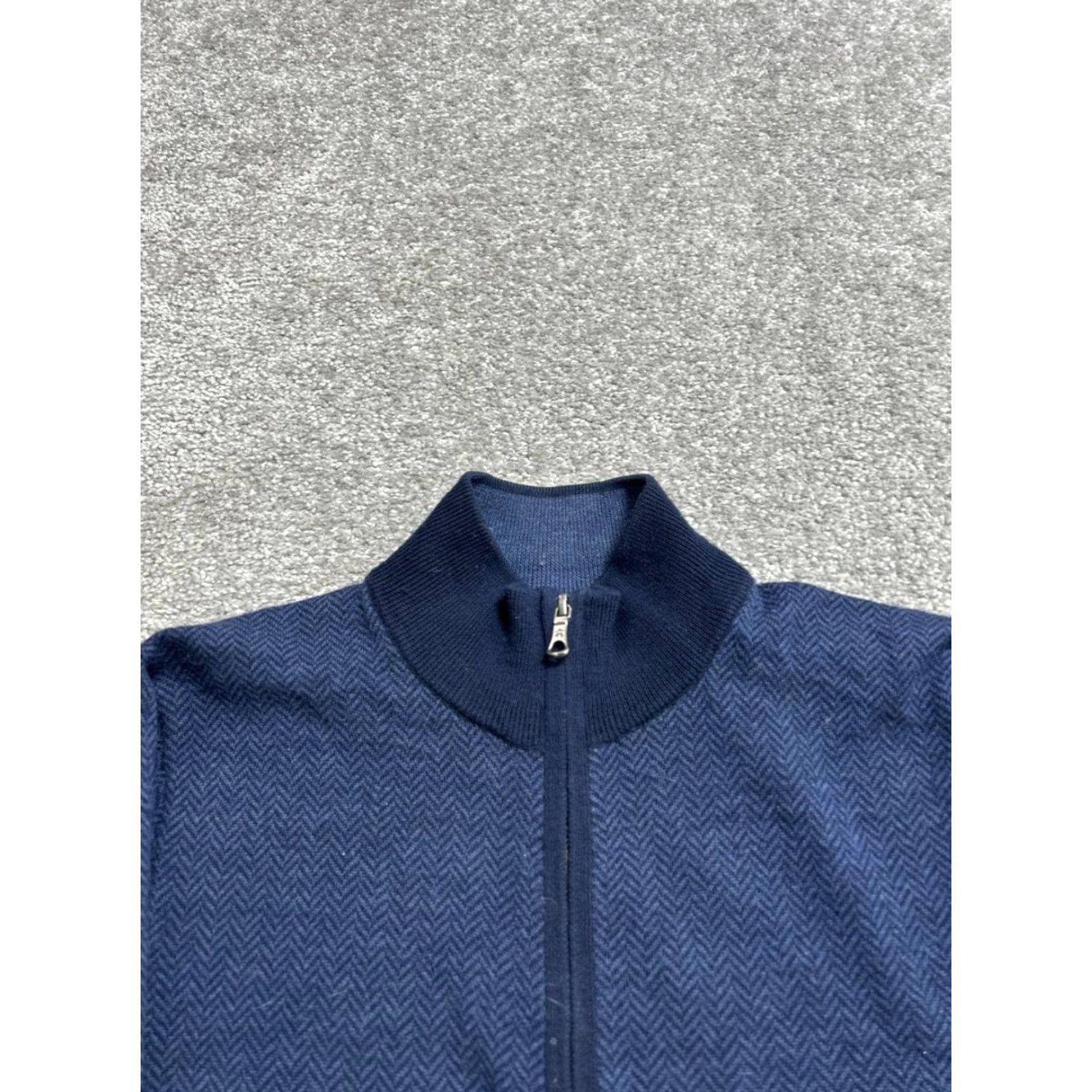 Brooks Brothers Brooks Brothers Sweater Men Medium Blue Herringbone Merino Wool Knit Quarter Zip Size US M / EU 48-50 / 2 - 3 Thumbnail