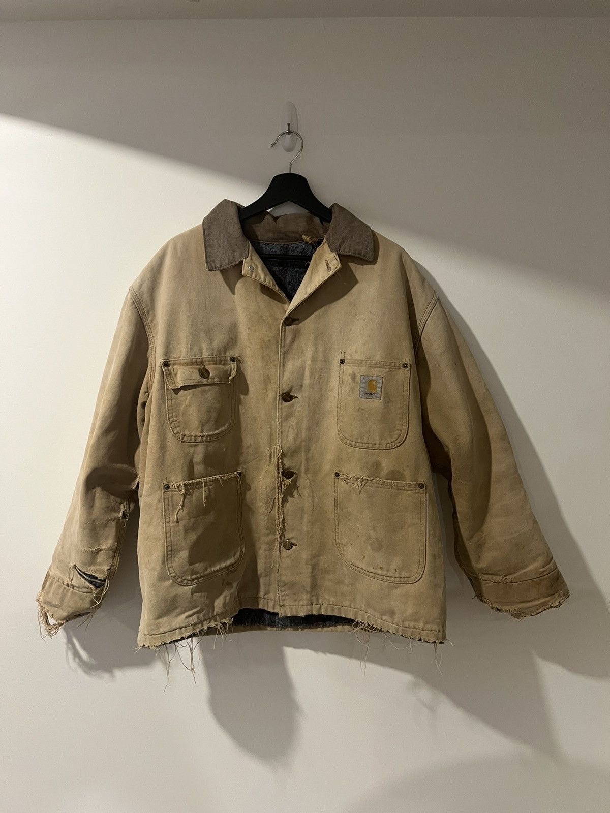 Vintage 80s Carhartt Chore Coat - Distressed & Blanket Lined