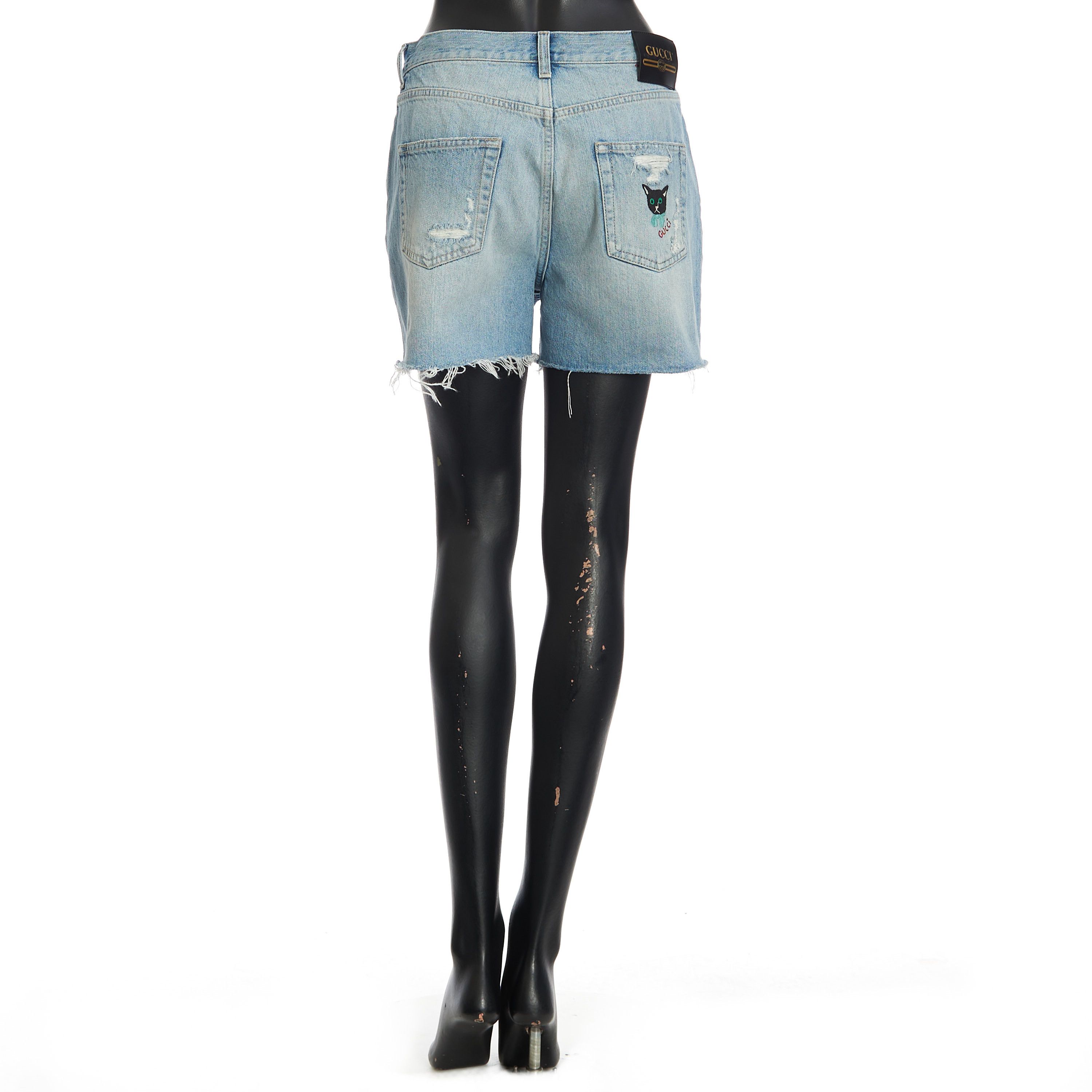 Gucci Denim Shorts With Logo In Blue Cotton Size 29" - 5 Thumbnail