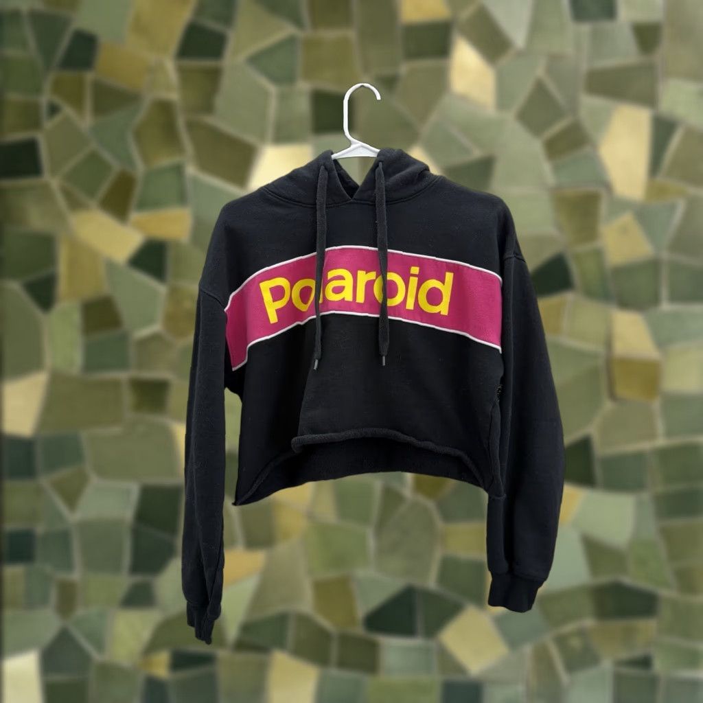 Polaroid Polaroid Sweatshirt Womens Size M Black Cropped Logo Hooded Crew Neck Casual Activewear Pullover All Seasons Size M / US 6-8 / IT 42-44 - 1 Thumbnail