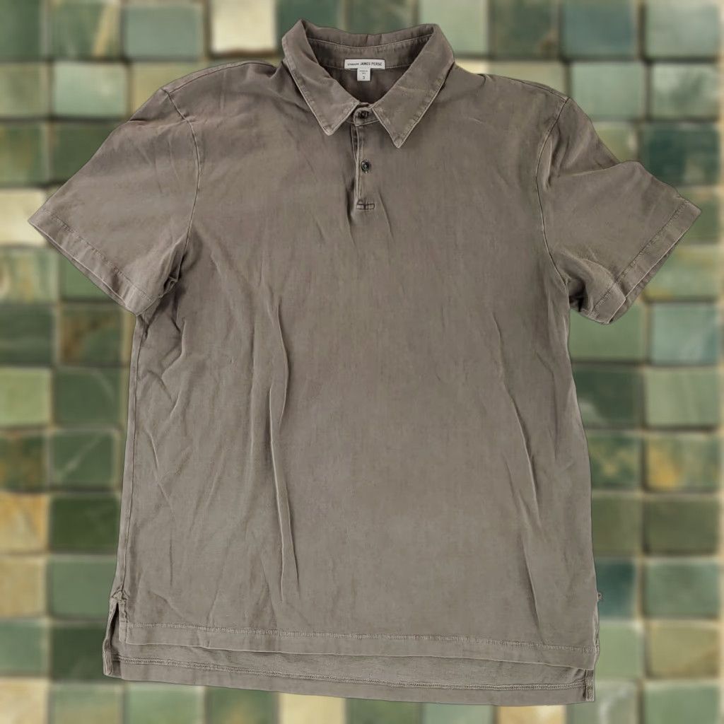 Vintage Standard James Perse Supima Cotton Polo Shirt Short Sleeve Gray Mens L Size US L / EU 52-54 / 3 - 1 Thumbnail
