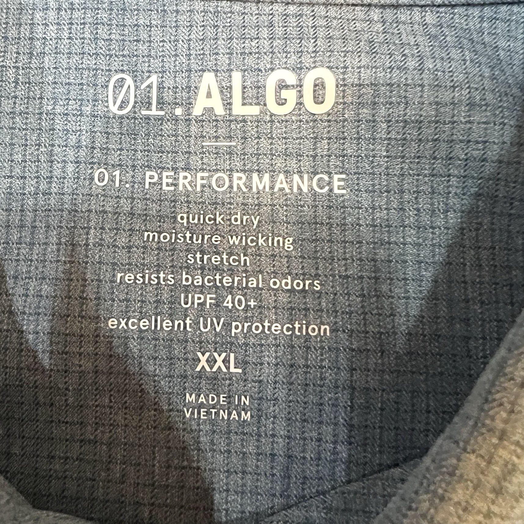 Vintage 01. Algo Mens 2XL Blue Performance UPF 40+ Long Sleeve Wicking Full Button Shirt Size US XXL / EU 58 / 5 - 2 Thumbnail