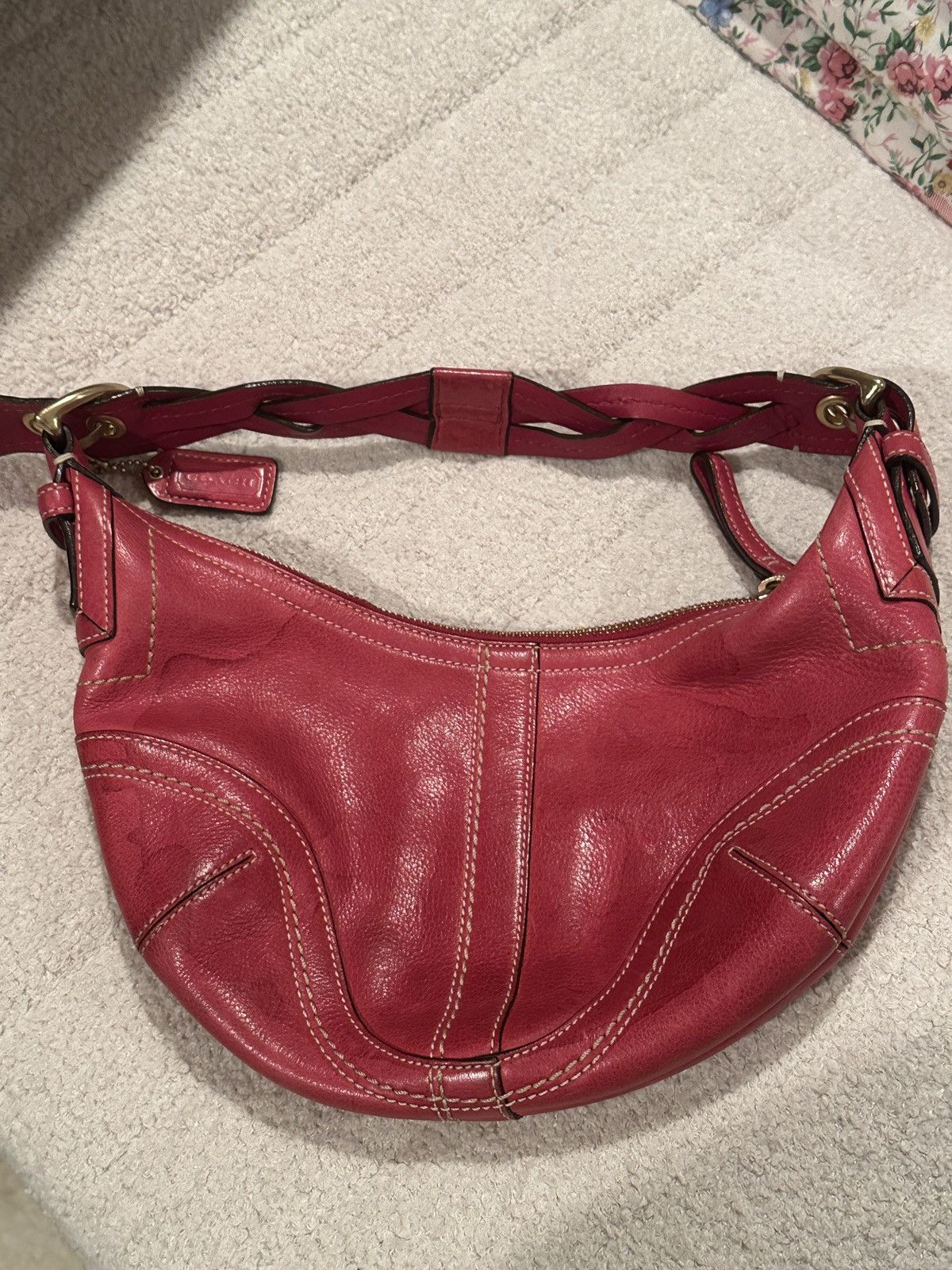 Coach Pink Leather Coach Shoulder Bag Size ONE SIZE - 1 Thumbnail