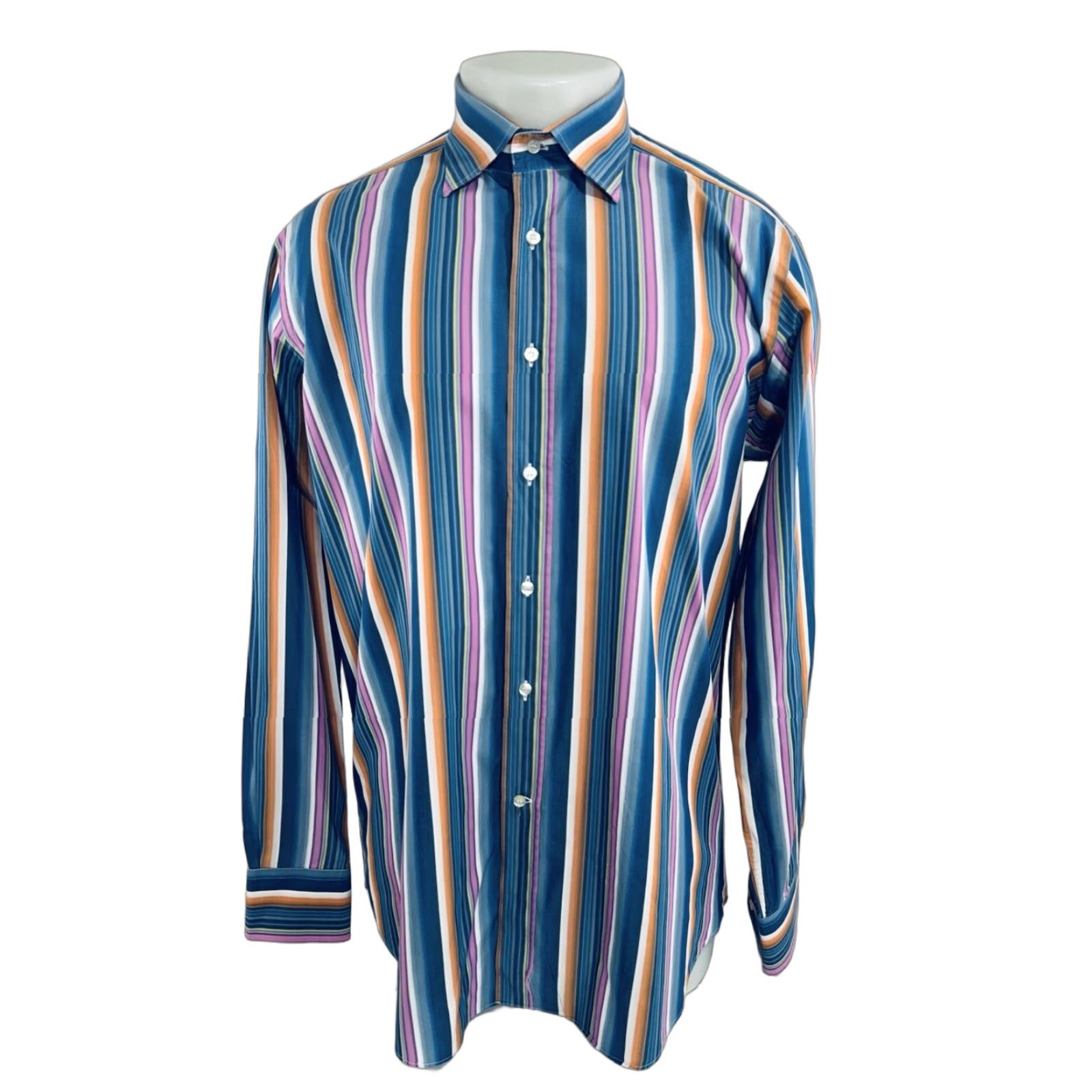 Etro ETRO Shirt Mens 42 Colorful Striped Button-Up Long Sleeve Multicolor 90s Theme Size US XL / EU 56 / 4 - 1 Thumbnail