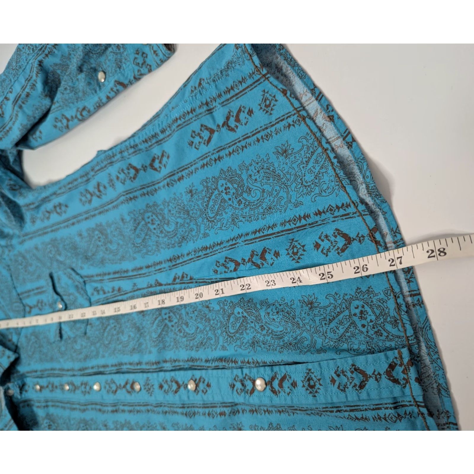 Vintage VINTAGE Panhandle Rough Stock Western Shirt Womens L Turquoise Bandana Print Pearl Snap Size L / US 10 / IT 46 - 5 Thumbnail