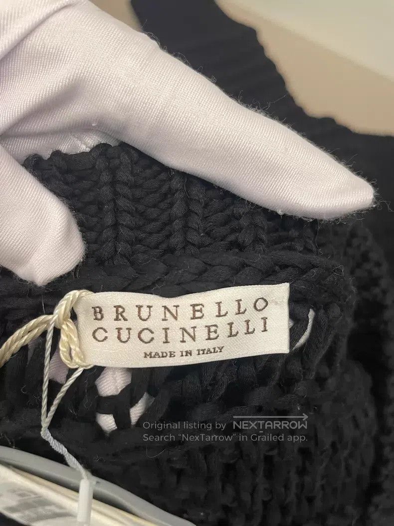 Brunello Cucinelli Brunello Cucinelli Black cotton V-neck sweater Size XL / US 12-14 / IT 48-50 - 4 Thumbnail
