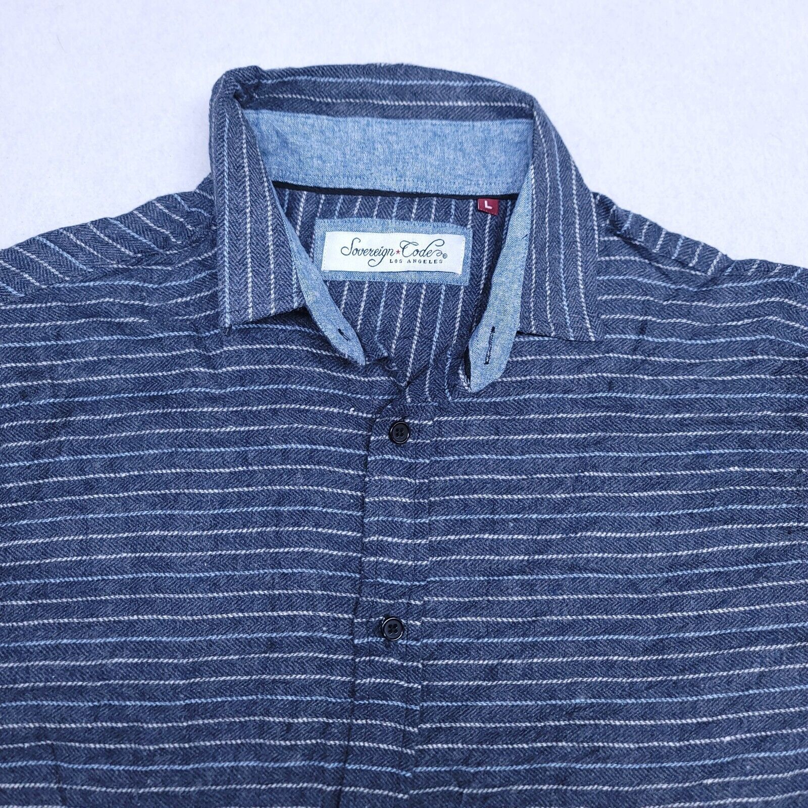 Sovereign Code Sovereign Code Flannel Shirt Mens Size Large L Blue Striped Size US L / EU 52-54 / 3 - 1 Thumbnail