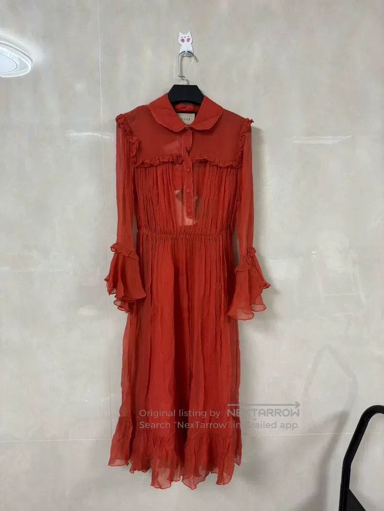 Gucci Gucci Ruffled mulberry silk dress Size XS / US 0-2 / IT 36-38 - 1 Thumbnail